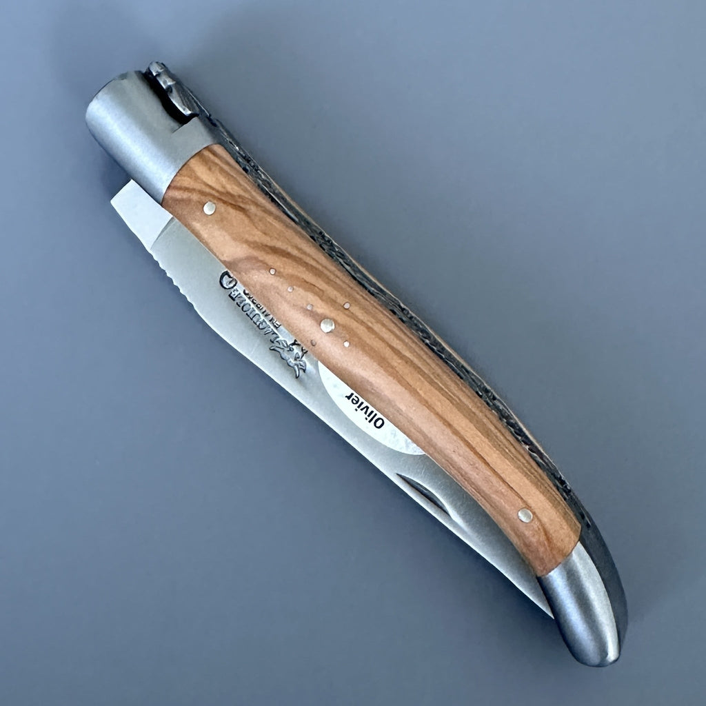 Laguiole en Aubrac Double Plated Knife Olive Wood Handle, 4.7"