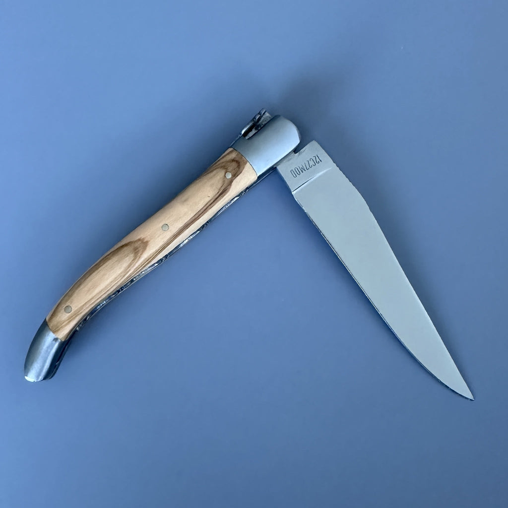 Laguiole en Aubrac Double Plated Knife Olive Wood Handle, 4.7"