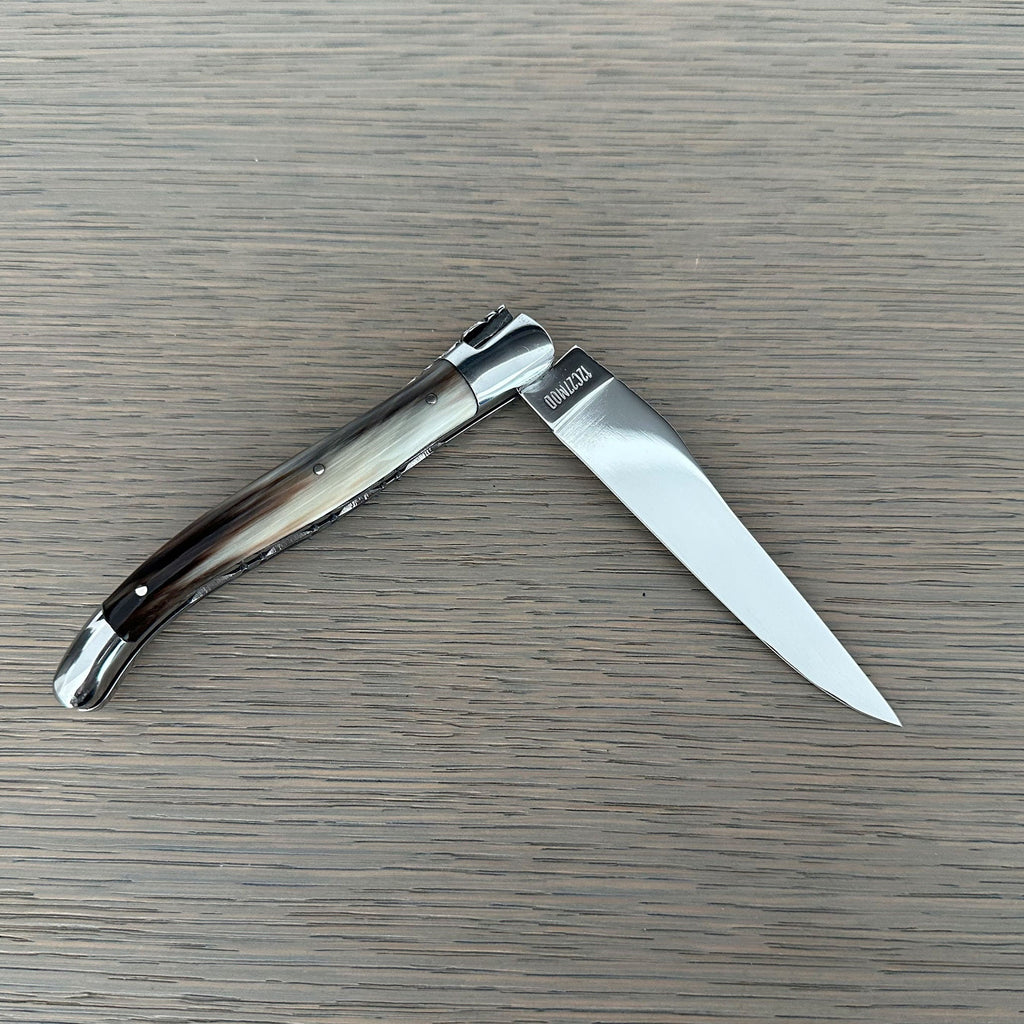 Laguiole en Aubrac Double Plated Folding Knife - Solid Horn, 4.75"