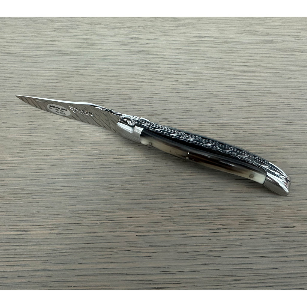 Laguiole en Aubrac Double Plated Folding Knife - Solid Horn, 4.75"