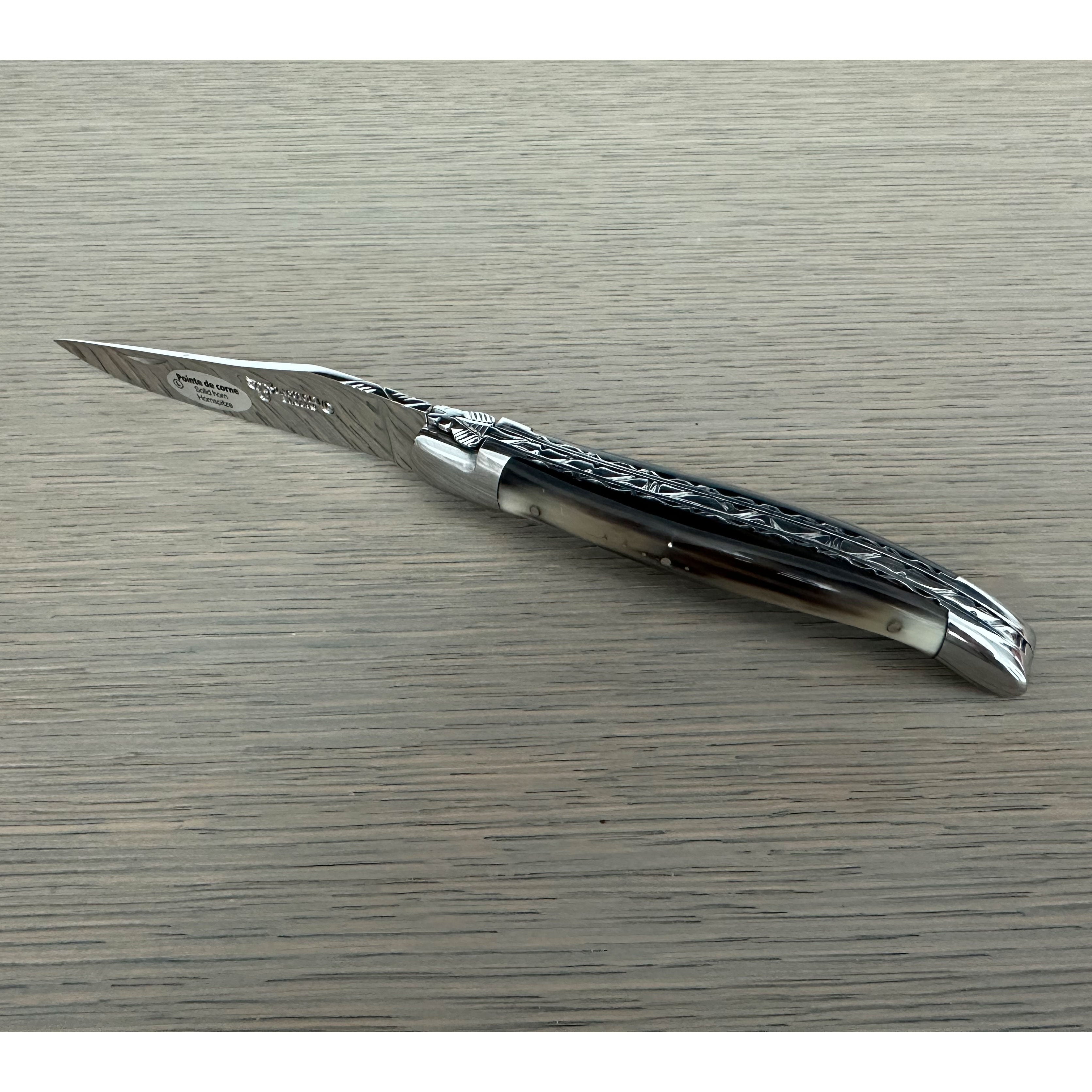 Laguiole en Aubrac Double Plated Folding Knife - Solid Horn, 4.75"