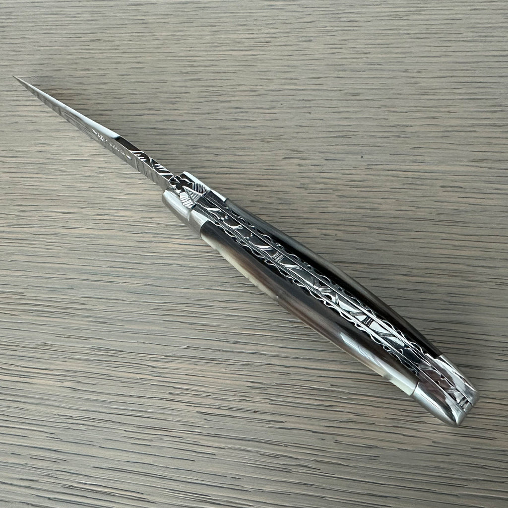 Laguiole en Aubrac Double Plated Folding Knife - Solid Horn, 4.75"