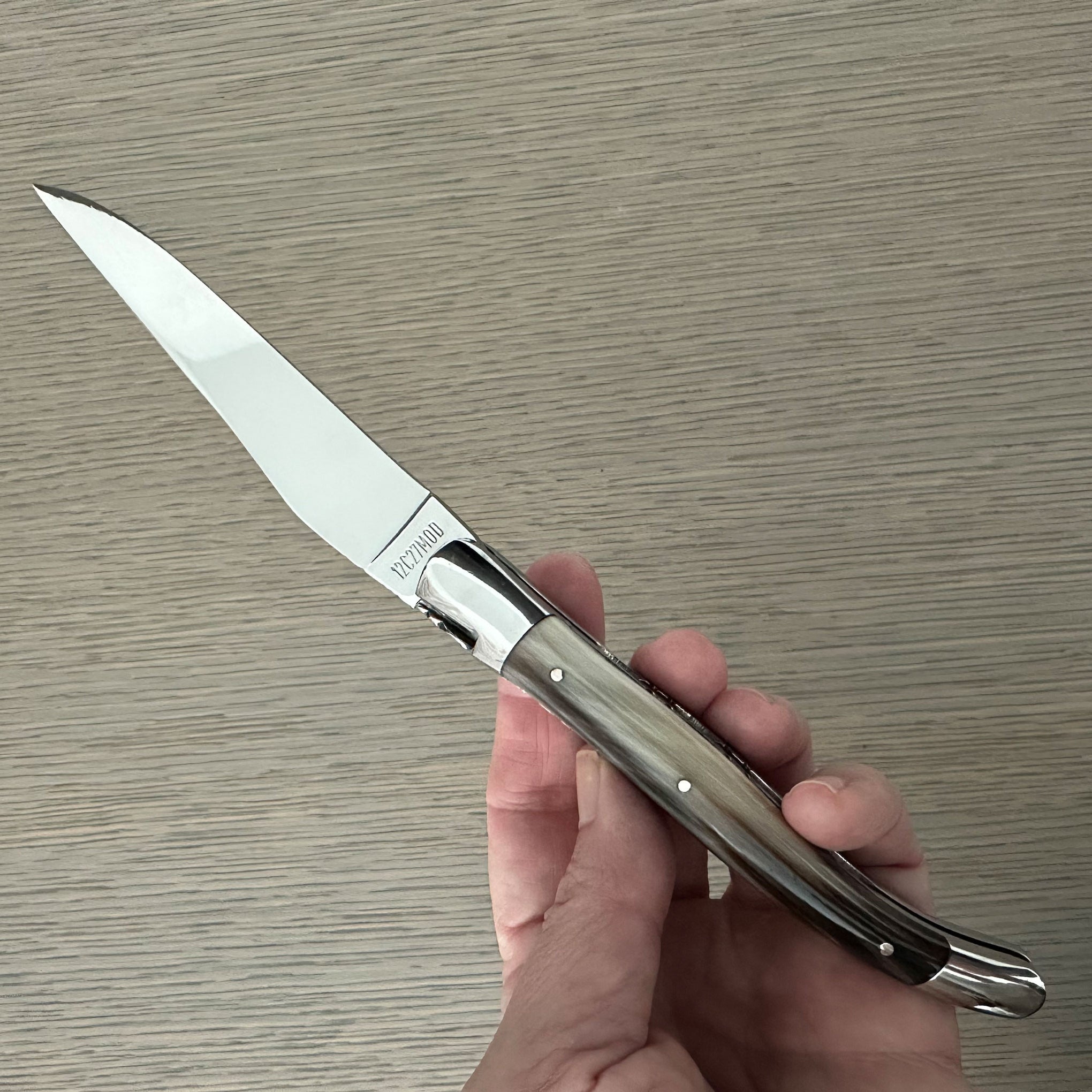 Laguiole en Aubrac Double Plated Folding Knife - Solid Horn, 4.75"