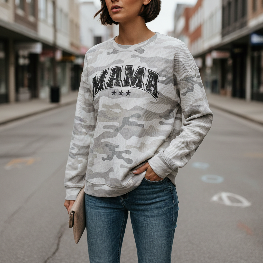Mama Collegiate Grey sweatshirt - Shield Republic | Relic & Reel