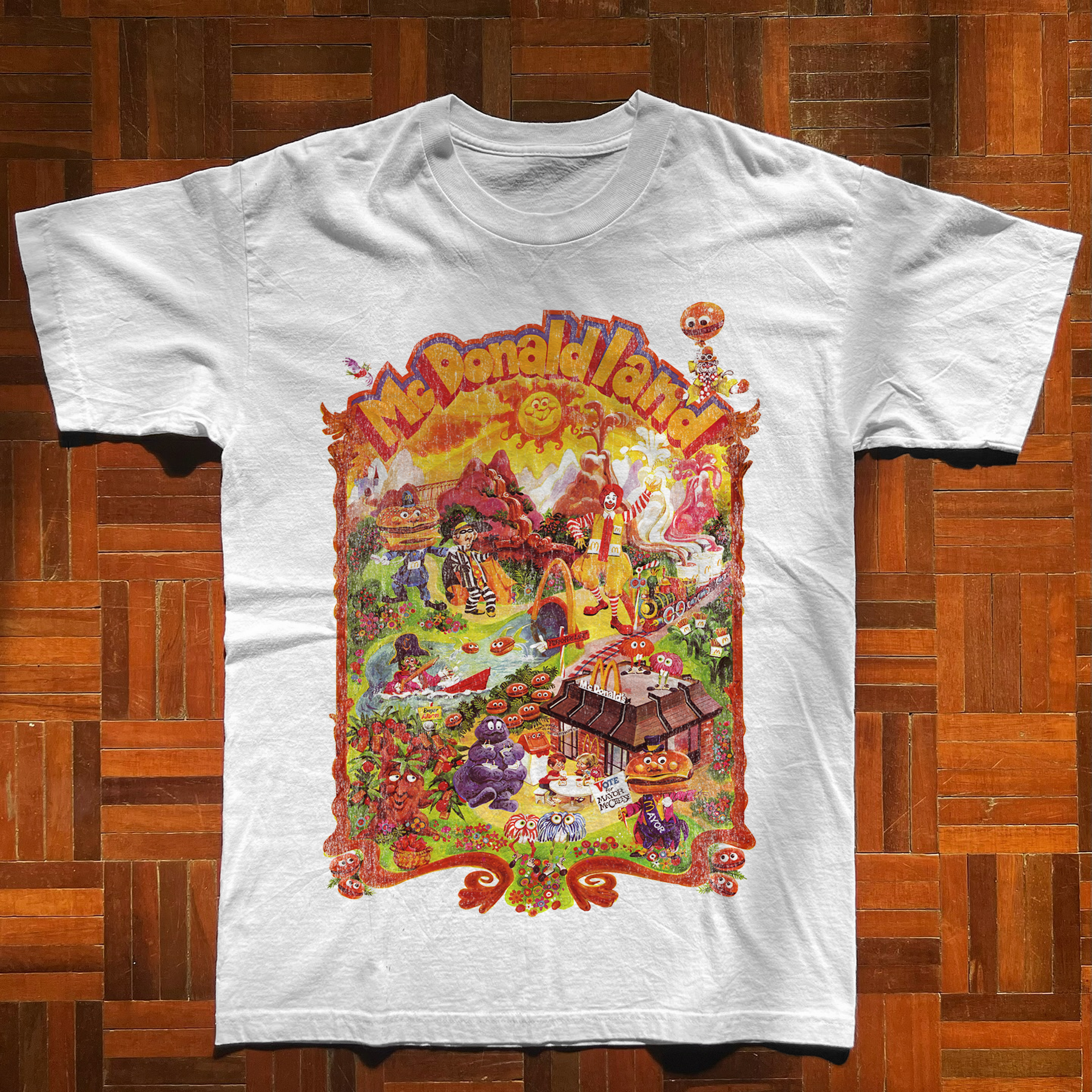 1980S 'Mcdonaldland' Vintage Washed White T-Shirt