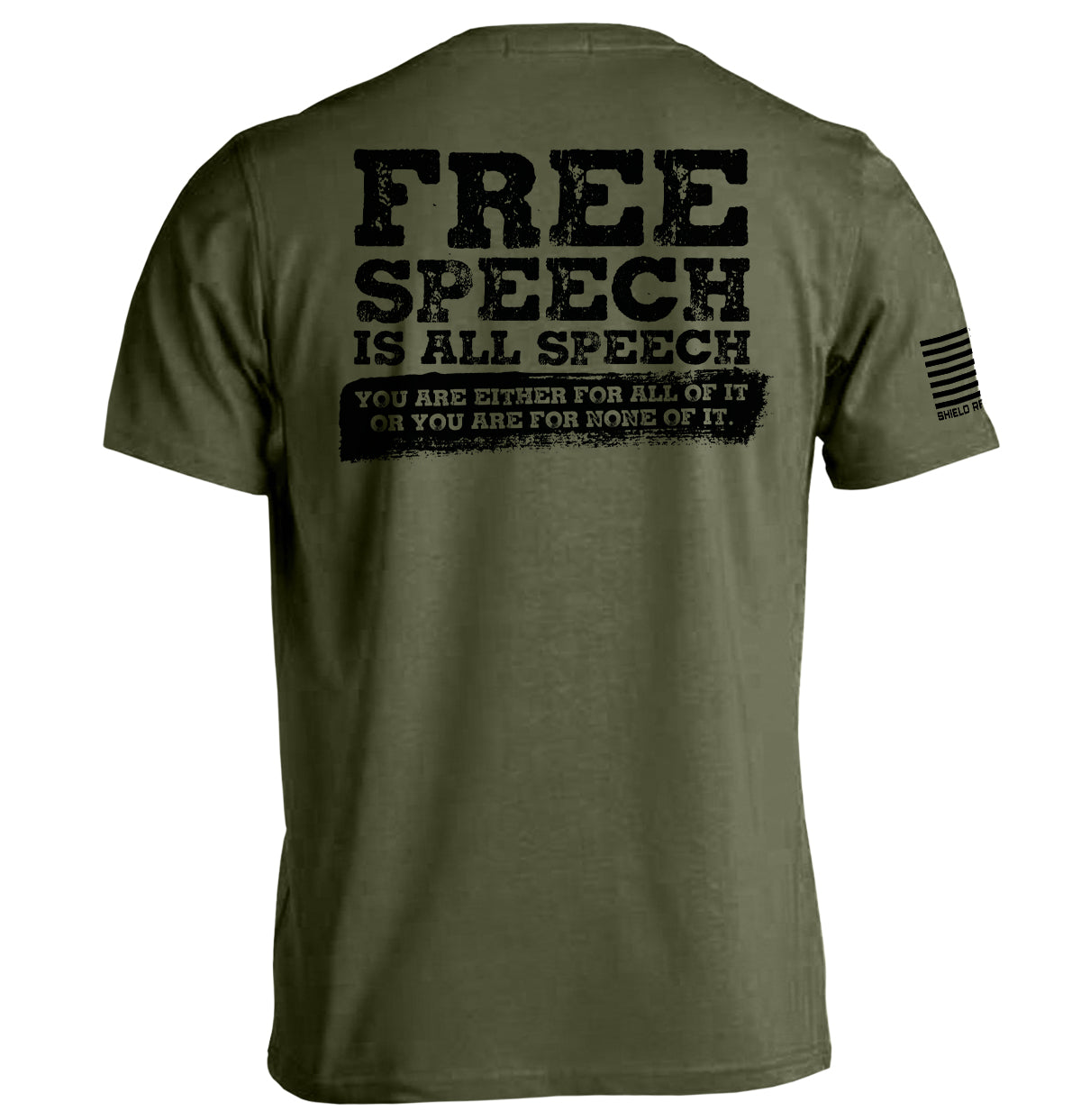 Free Speech Is All Speech graphic olive green t-shirt - Shield Republic