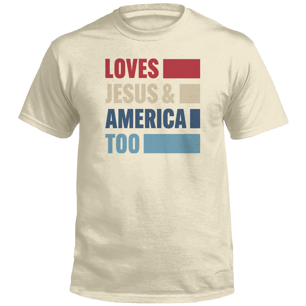 Loves Jesus & America Too Bold Front Graphic T-Shirt - Shield Republic | Relic & Reel