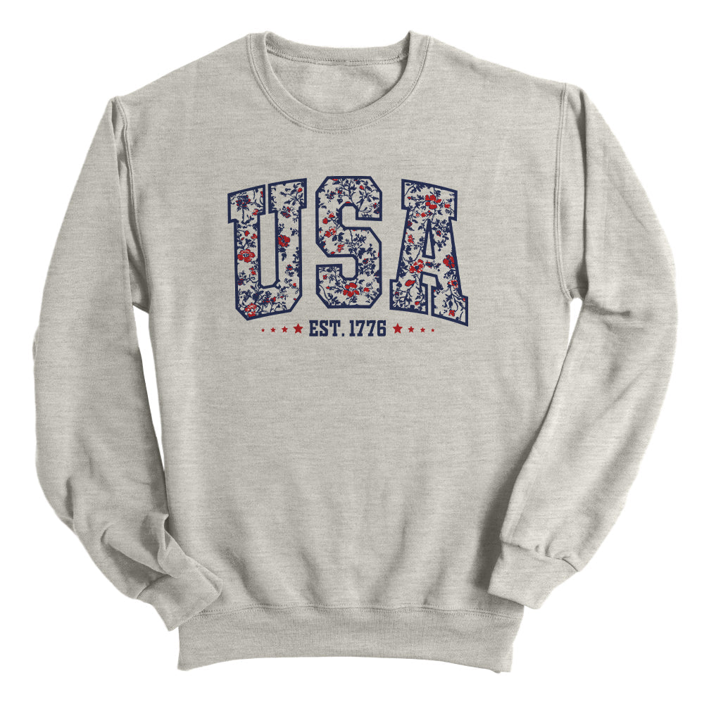 USA Floral Est 1776 graphic sweatshirt - Shield Republic | Relic & Reel