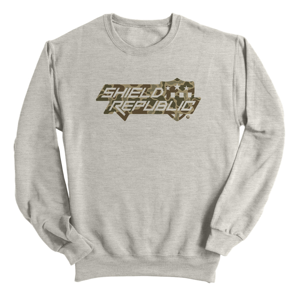 Shield Republic Duck Camo Stacked Logo Sweatshirt - Relic & Reel