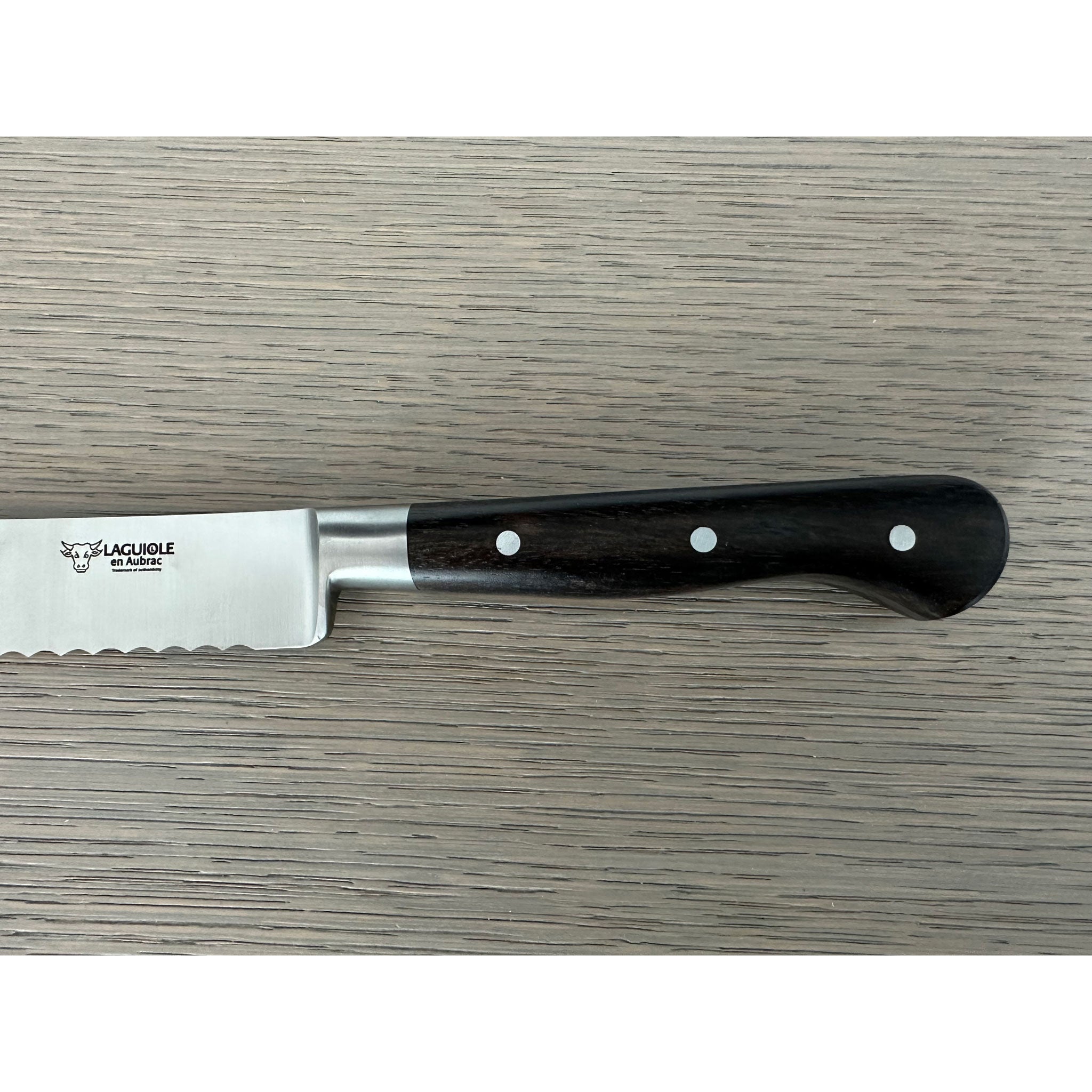 Laguiole en Aubrac Classic Forged Bread Knife With Ebony Wood Handle, 8-in