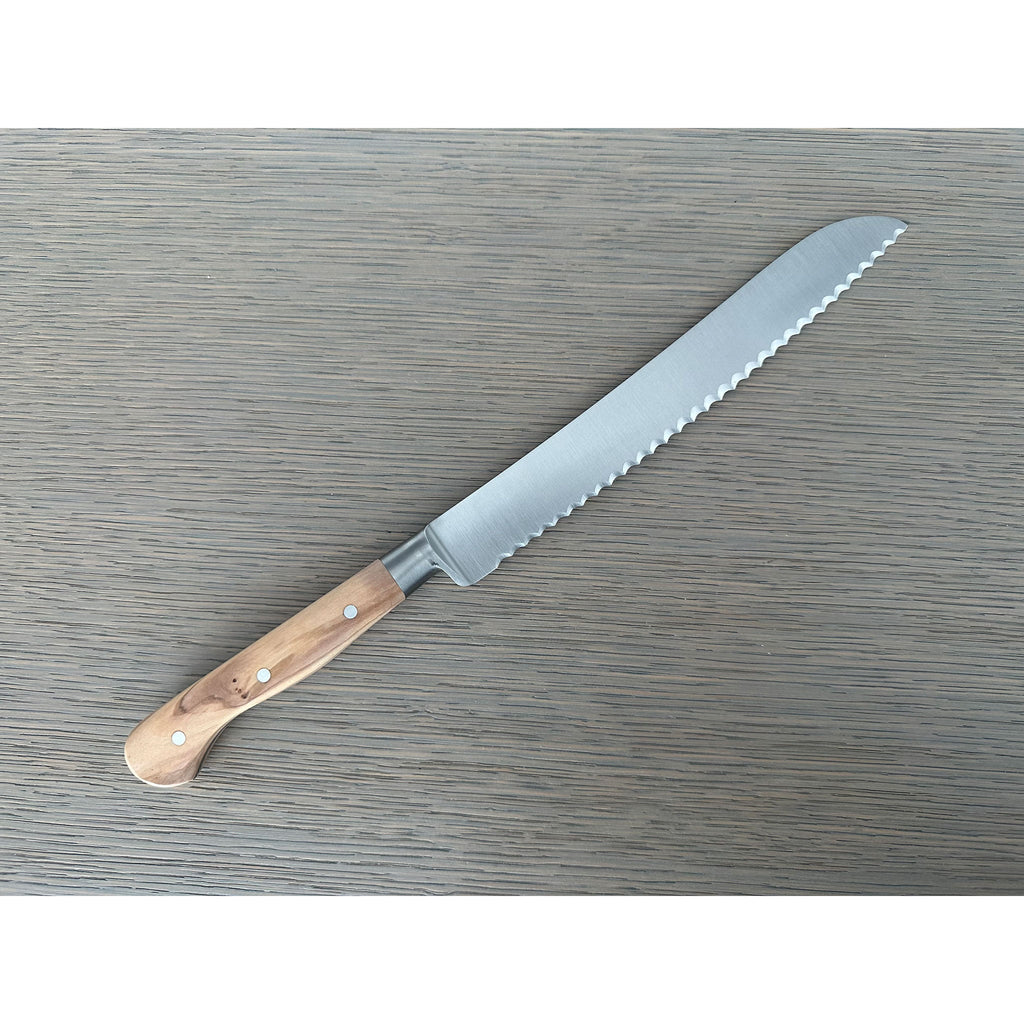 Laguiole en Aubrac Classic Forged Bread Knife With Olive Wood Handle, 8-in