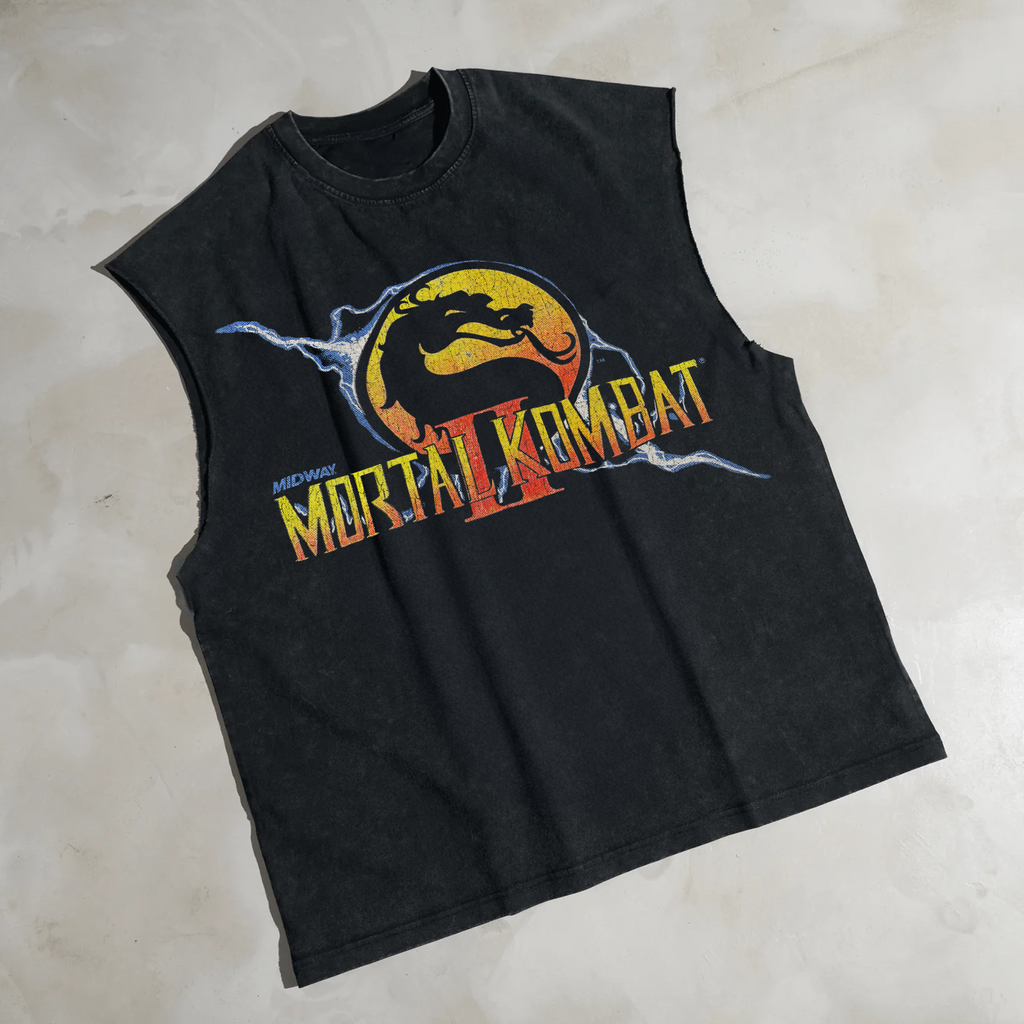 Mortal Kombat Ii' Cut-Off 90S Black T-Shirt