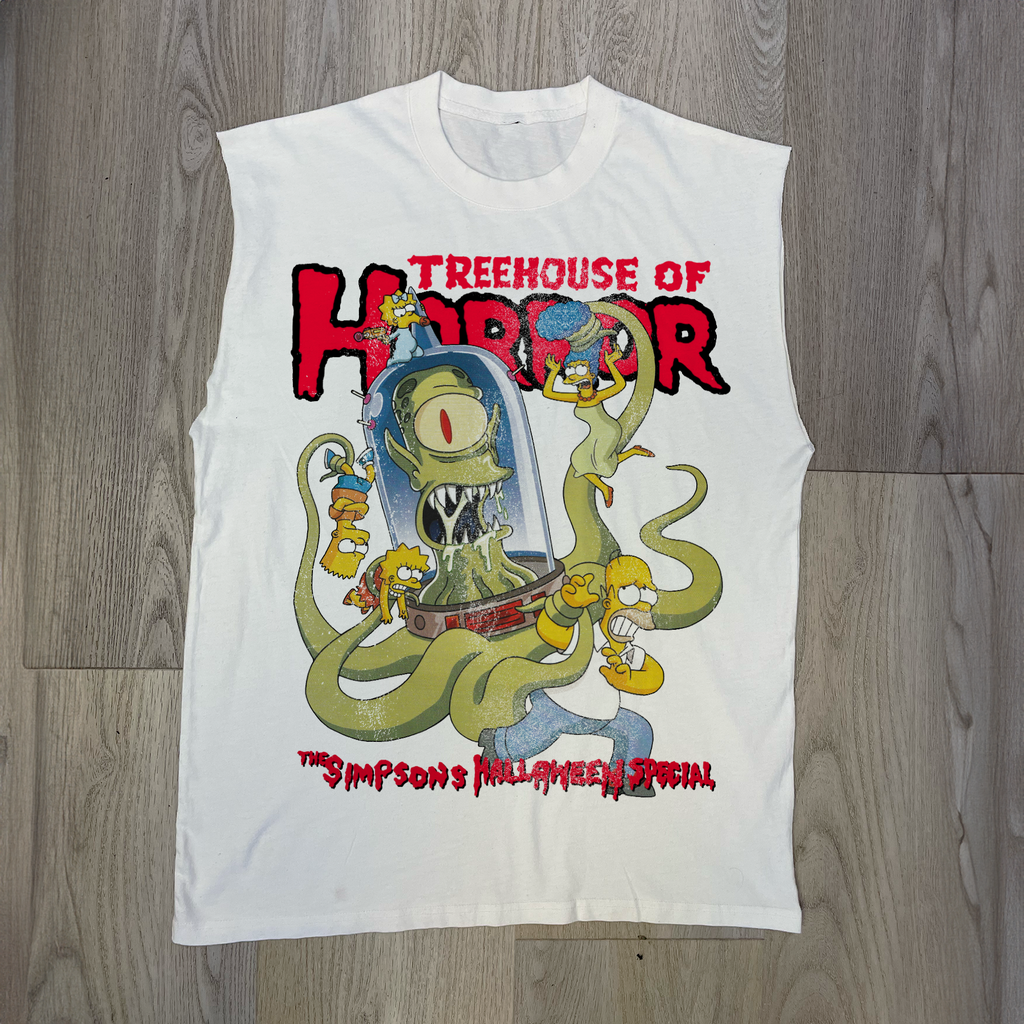 Tree House Of Terror' Cut-Off White Tee