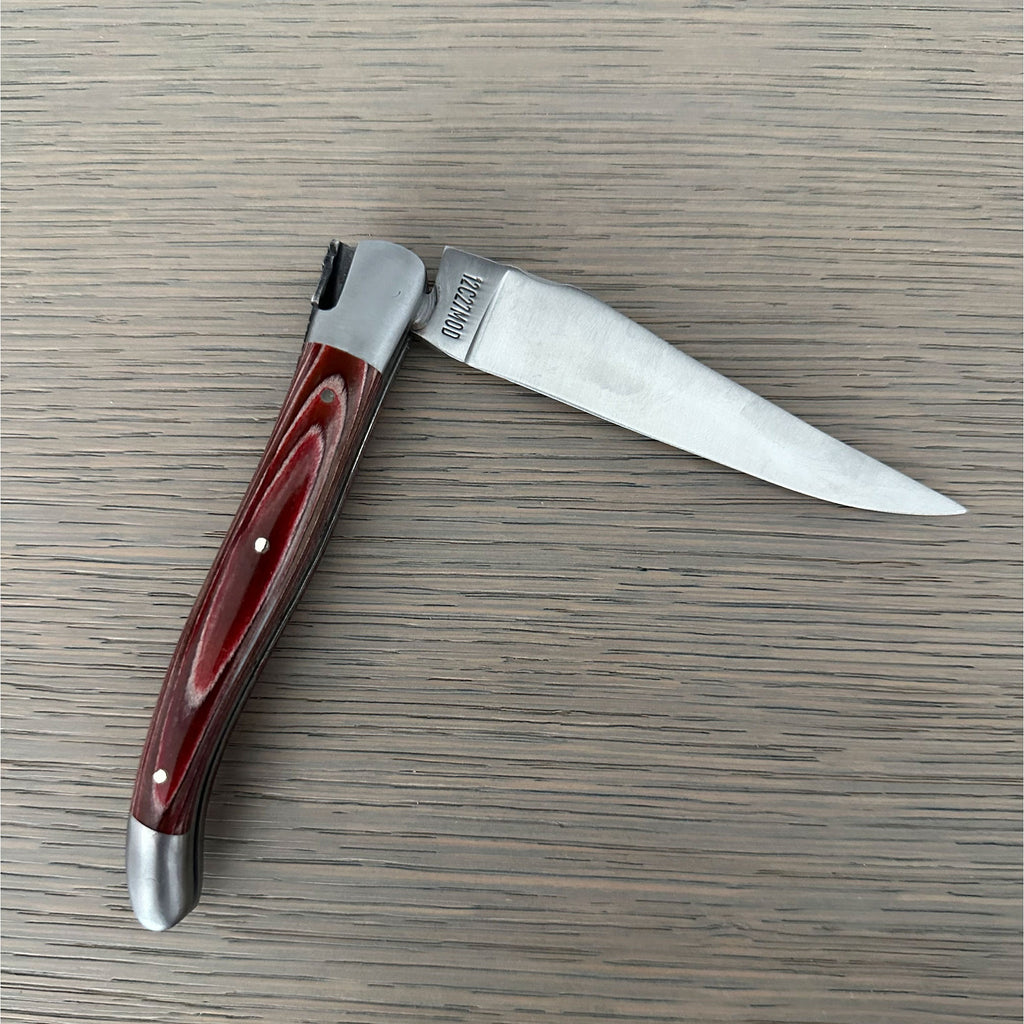 Laguiole en Aubrac Double Plated Knife Red Pakka Handle, 4.7"