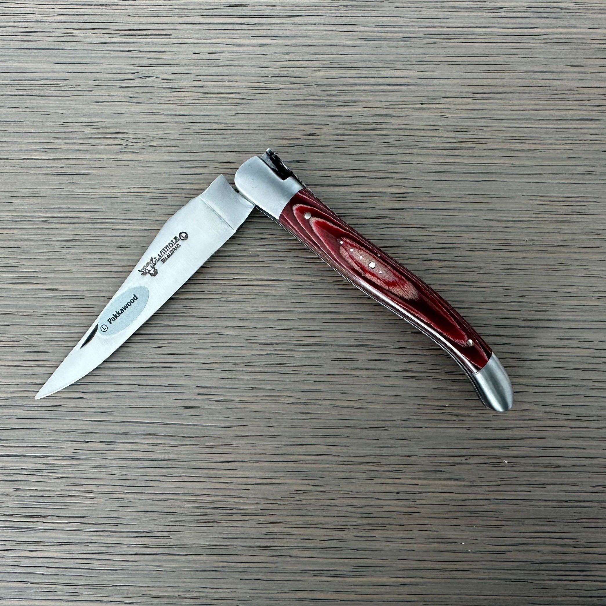Laguiole en Aubrac Double Plated Knife Red Pakka Handle, 4.7"