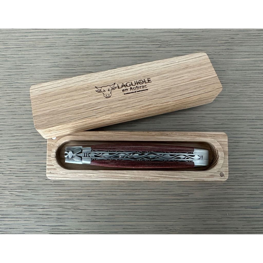 Laguiole en Aubrac Double Plated Knife Red Pakka Handle, 4.7"