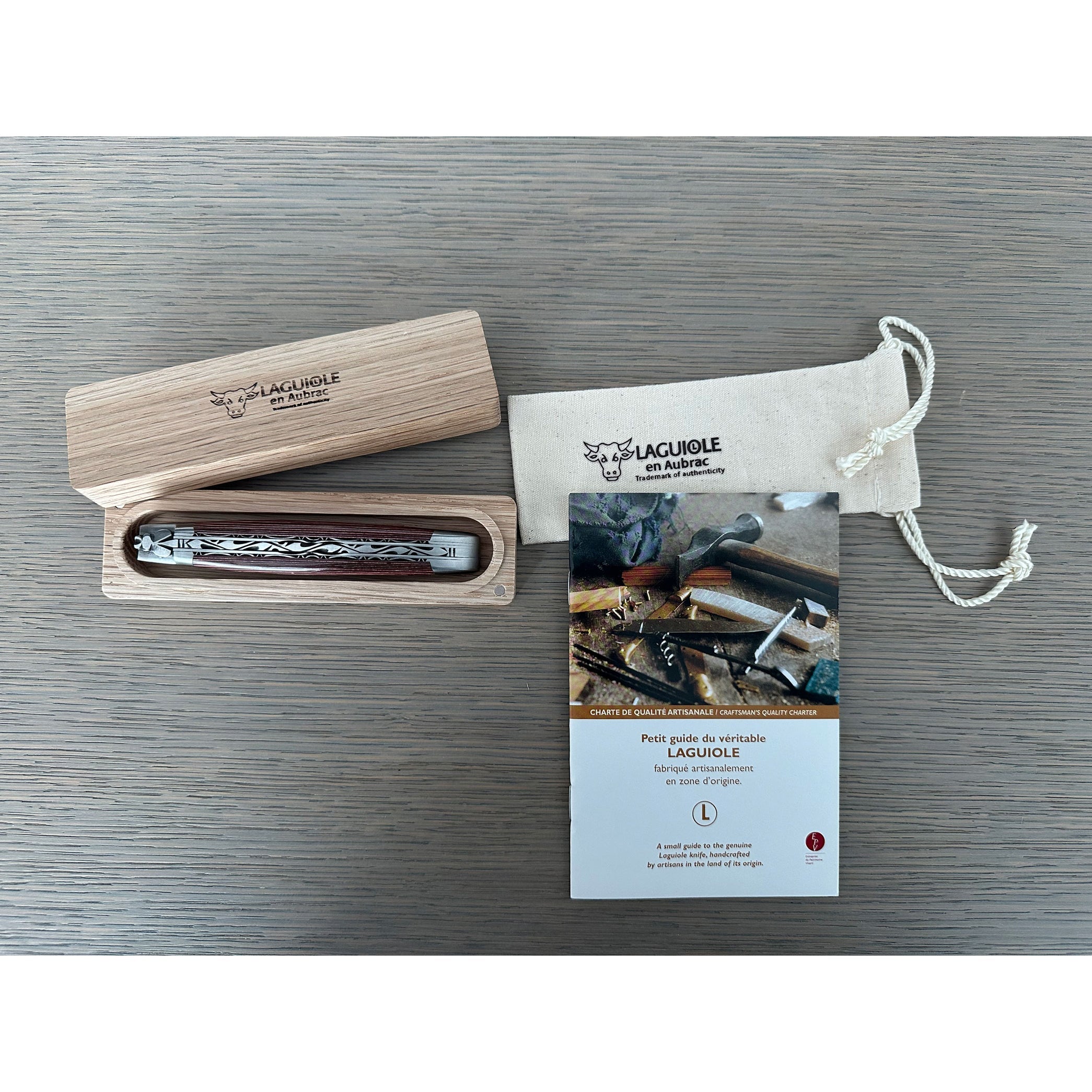 Laguiole en Aubrac Double Plated Knife Red Pakka Handle, 4.7"