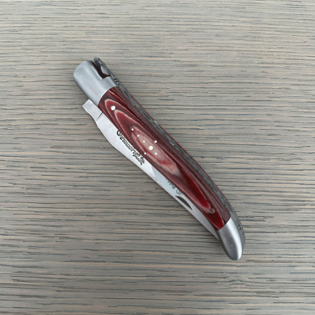 Laguiole en Aubrac Double Plated Knife Red Pakka Handle, 4.7"