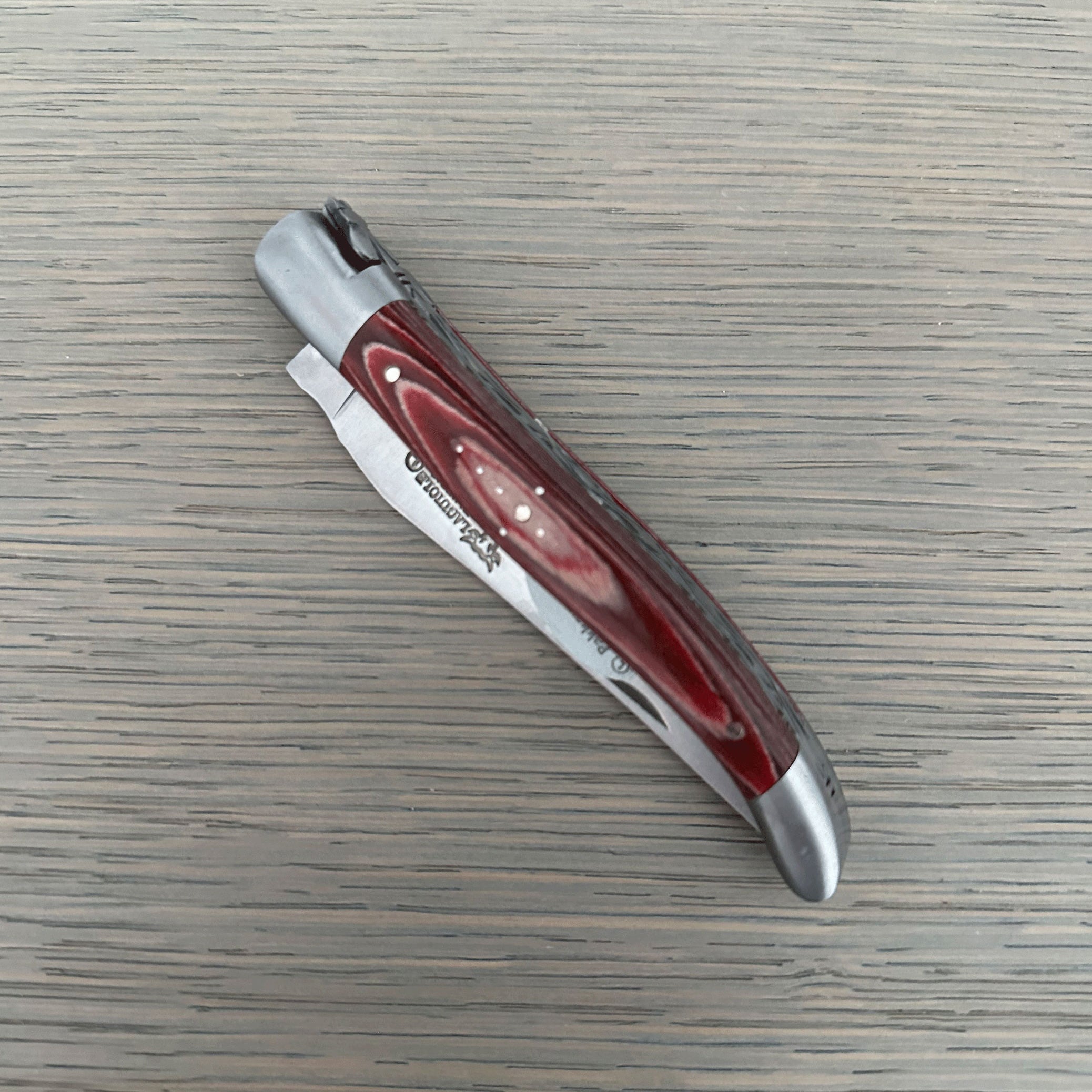 Laguiole en Aubrac Double Plated Knife Red Pakka Handle, 4.7"