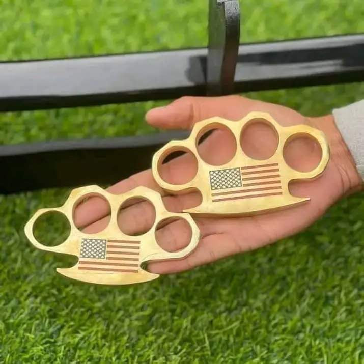 Custom Brass Knuckle with US Flag Engraving