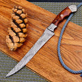 Custom Handmade Damascus Steel Fishing Fillet Knife - 13" with Rosewood Handle and Damascus Steel Bolster