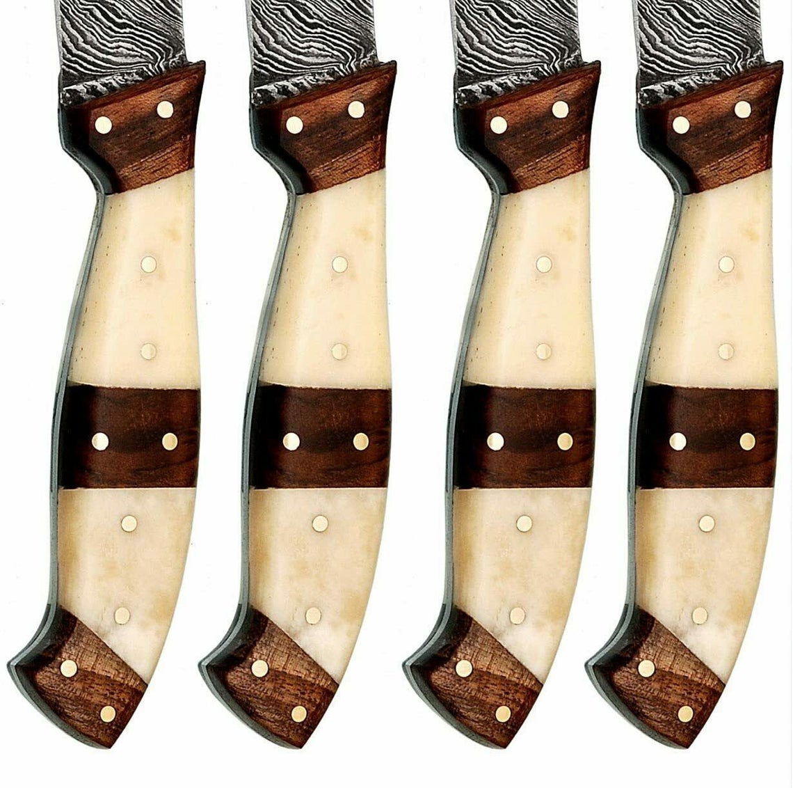 Custom Handmade Damascus Steel Knife Set – Bone & Rosewood | Holiday Chef Collection