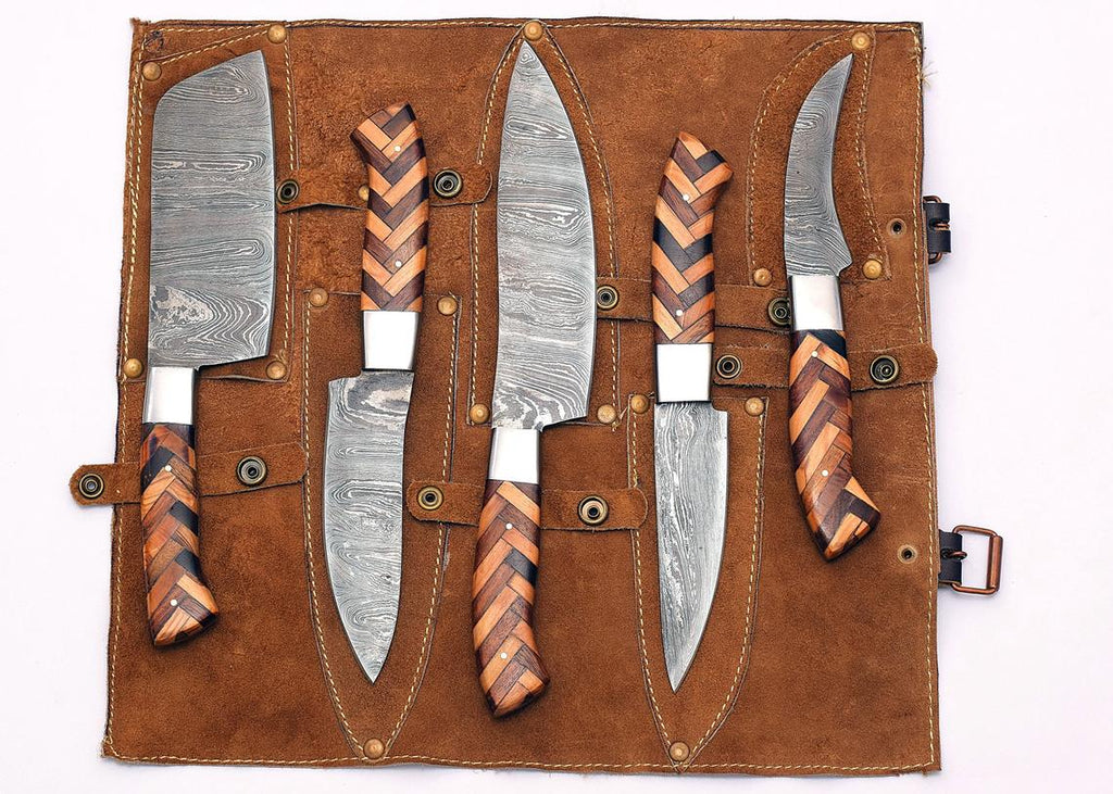 Custom Handmade Damascus Chef Knife Set - 8” to 13” Blades