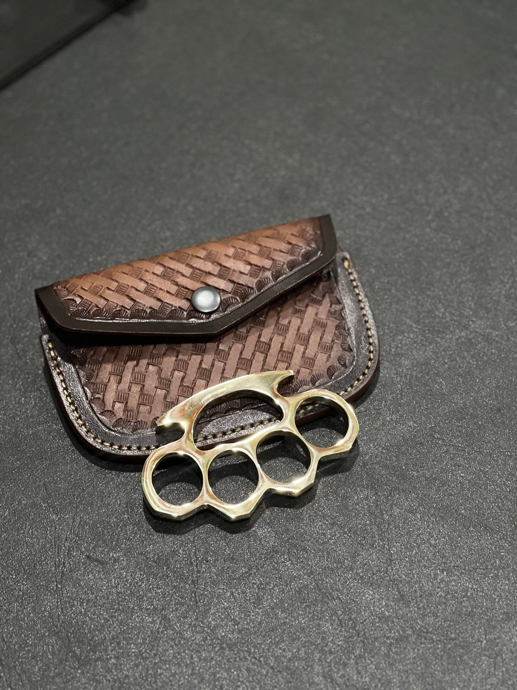 Brass Knuckle Duster – Handcrafted Pure Brass EDC with Leather Case