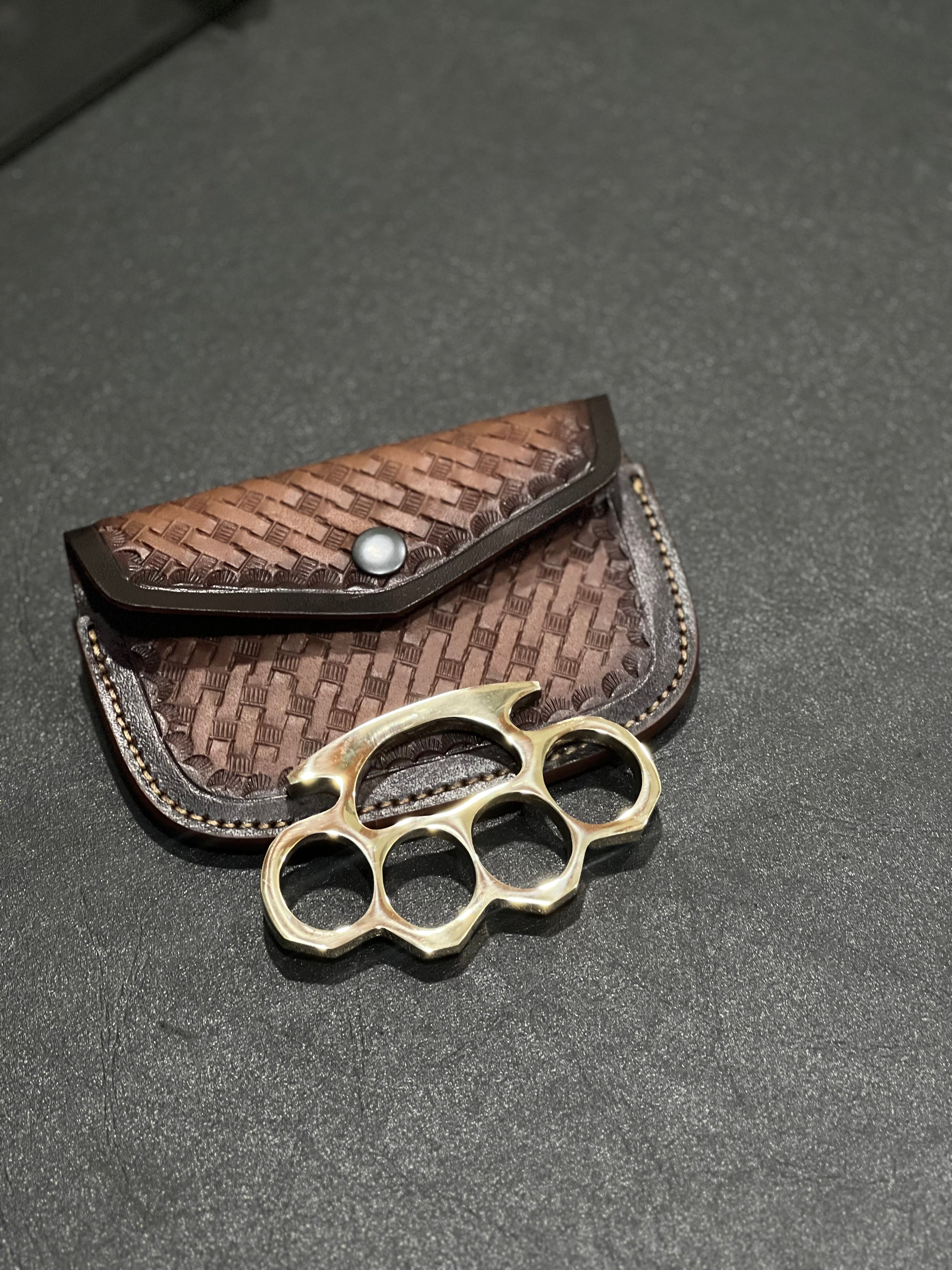 Brass Knuckle Duster – Handcrafted Pure Brass EDC with Leather Case