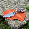 Handmade Ranch Cowboy Knife – Sheep Horn Handle with Leather Belt Case
