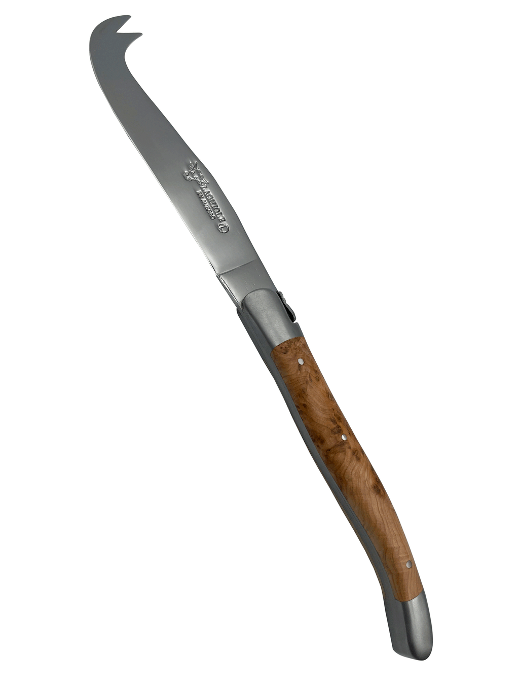 Laguiole en Aubrac Handcrafted 3-Piece Cheese Knife Set with Juniper Wood Handles