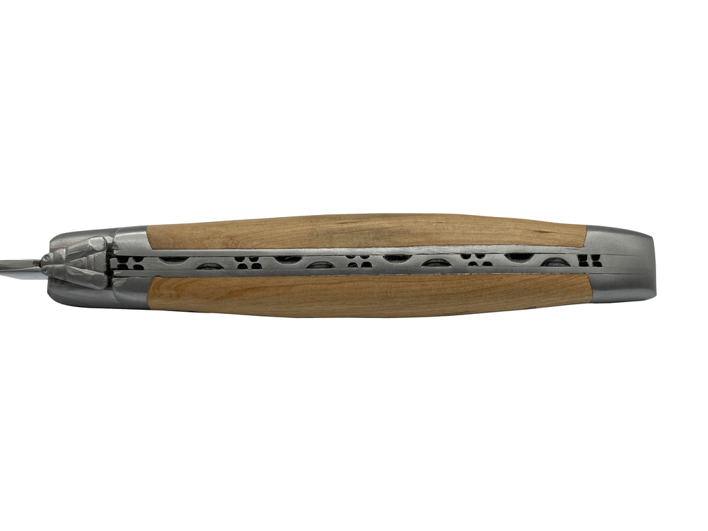 Laguiole en Aubrac Handcrafted 3-Piece Cheese Knife Set with Juniper Wood Handles