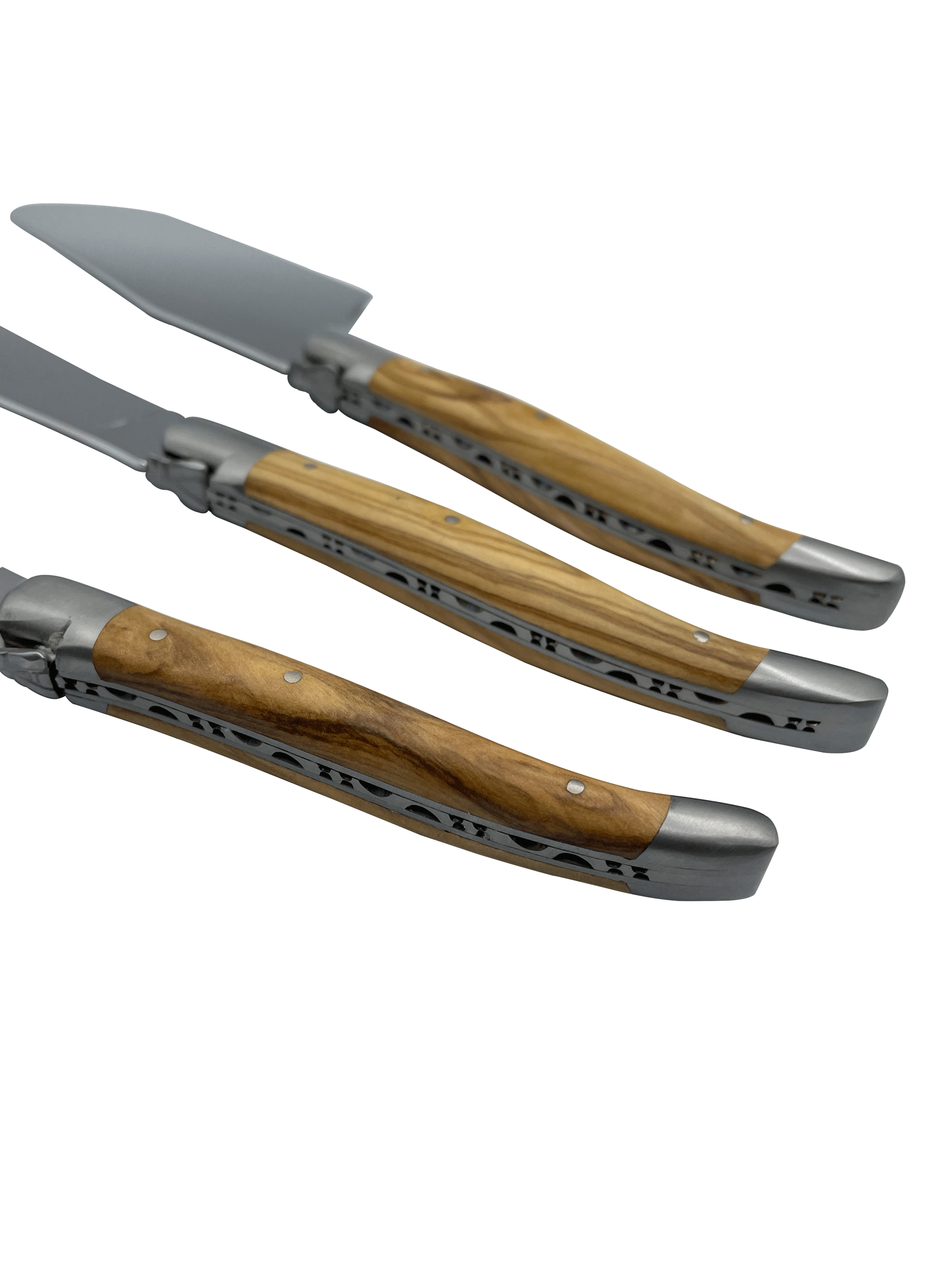 Laguiole en Aubrac Handcrafted 3-Piece Cheese Knife Set with Olivewood Handles
