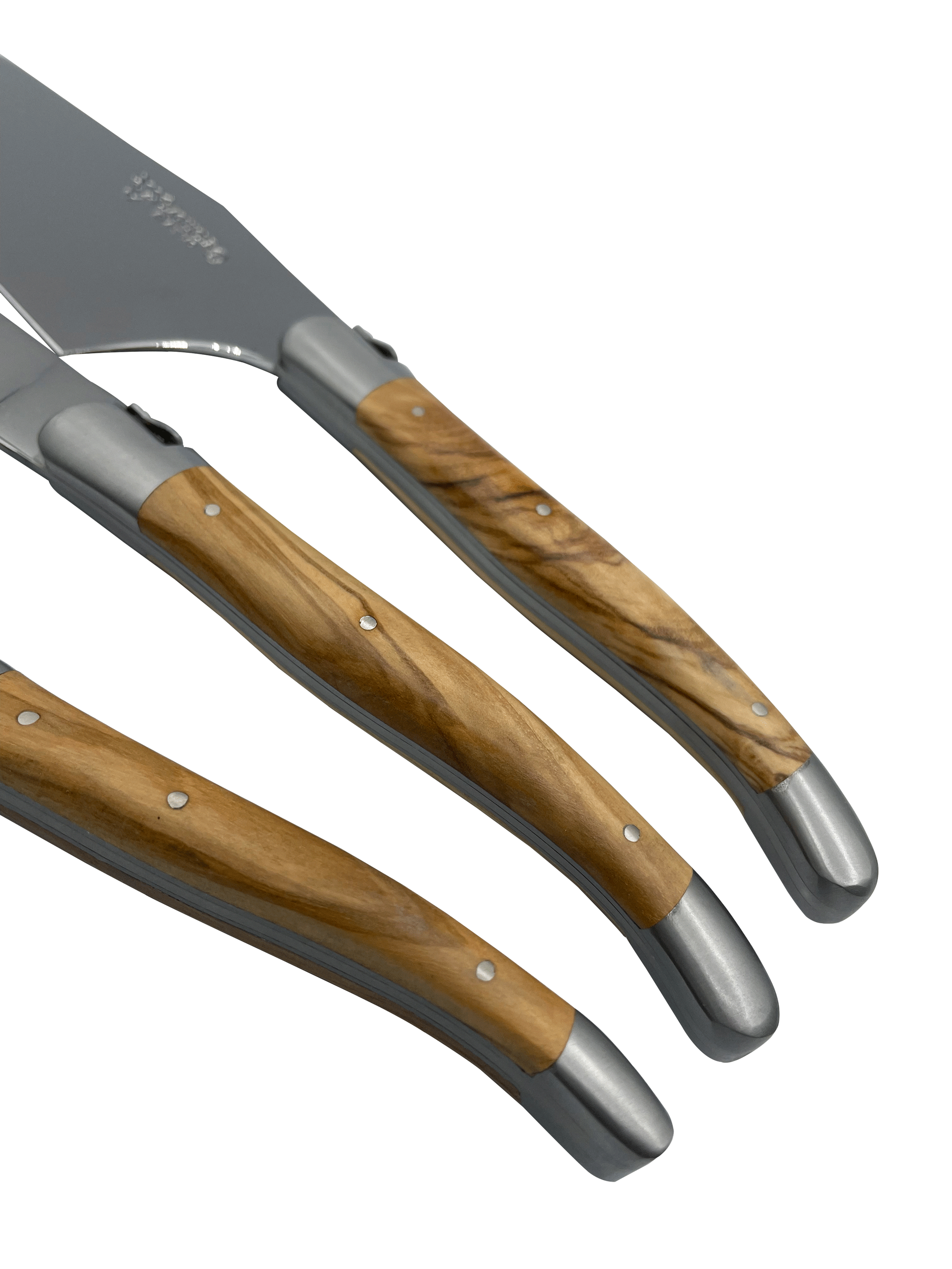 Laguiole en Aubrac Handcrafted 3-Piece Cheese Knife Set with Olivewood Handles