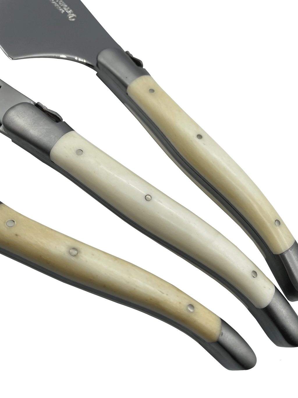 Laguiole en Aubrac Handcrafted 3-Piece Cheese Knife Set with Bone Handles