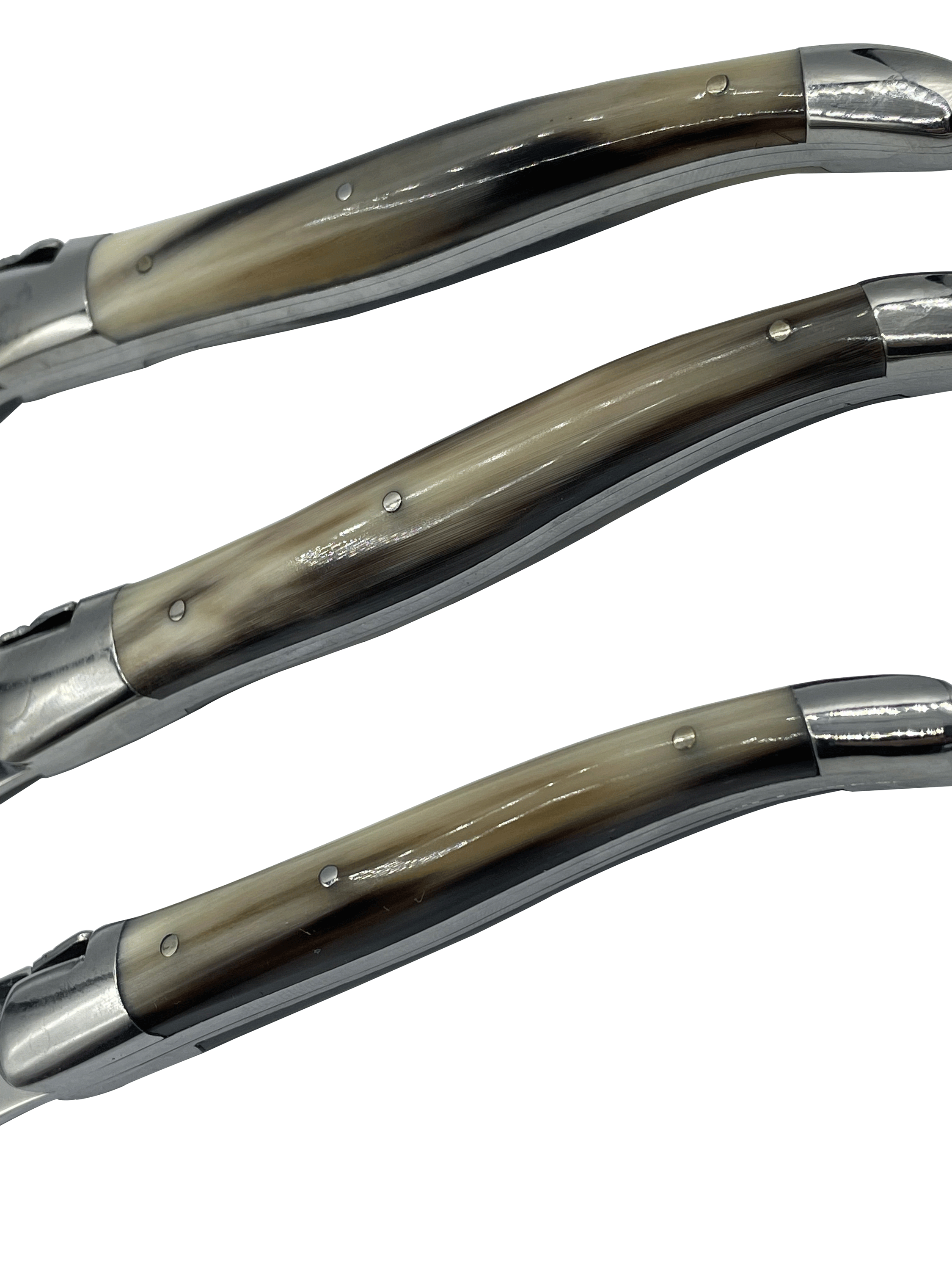 Laguiole en Aubrac Handcrafted 3-Piece Cheese Knife Set with Solid Horn Handles