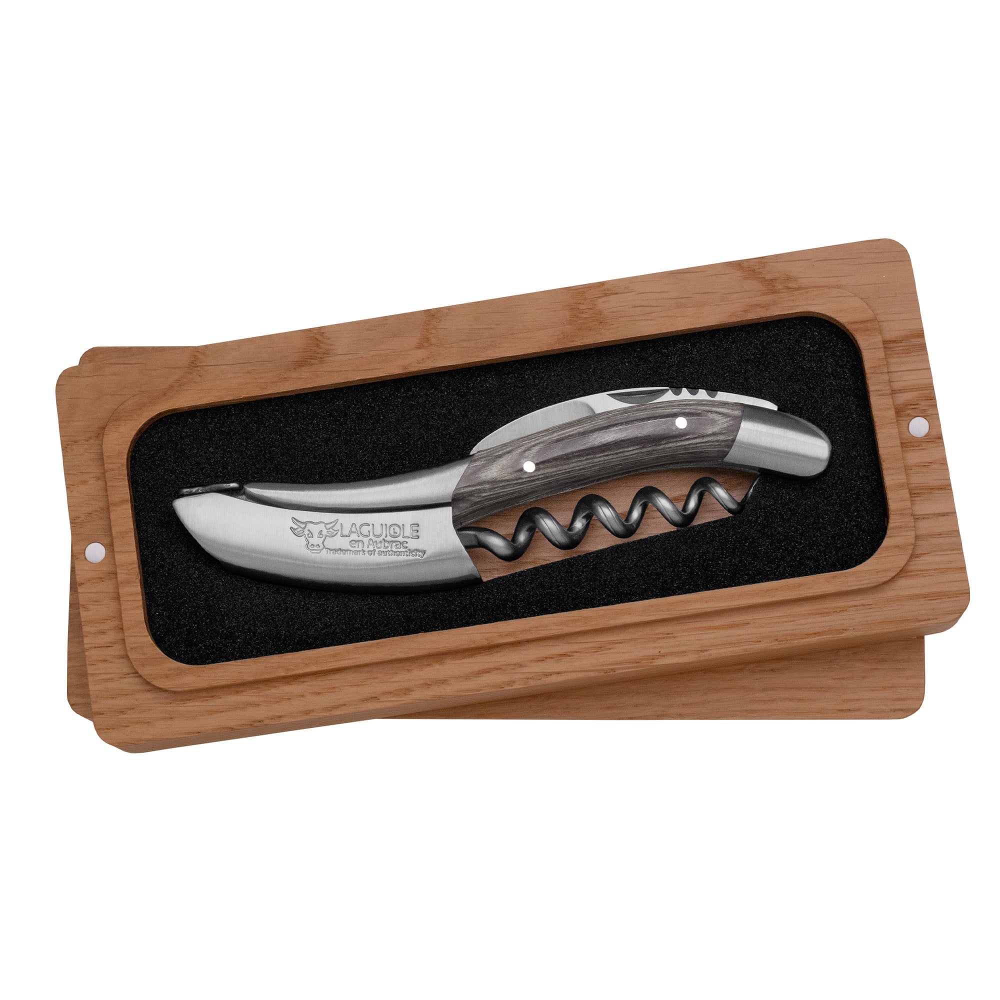 Handcrafted Sommelier Waiter's Corkscrew with Gray Pakkawood Handle by Laguiole en Aubrac