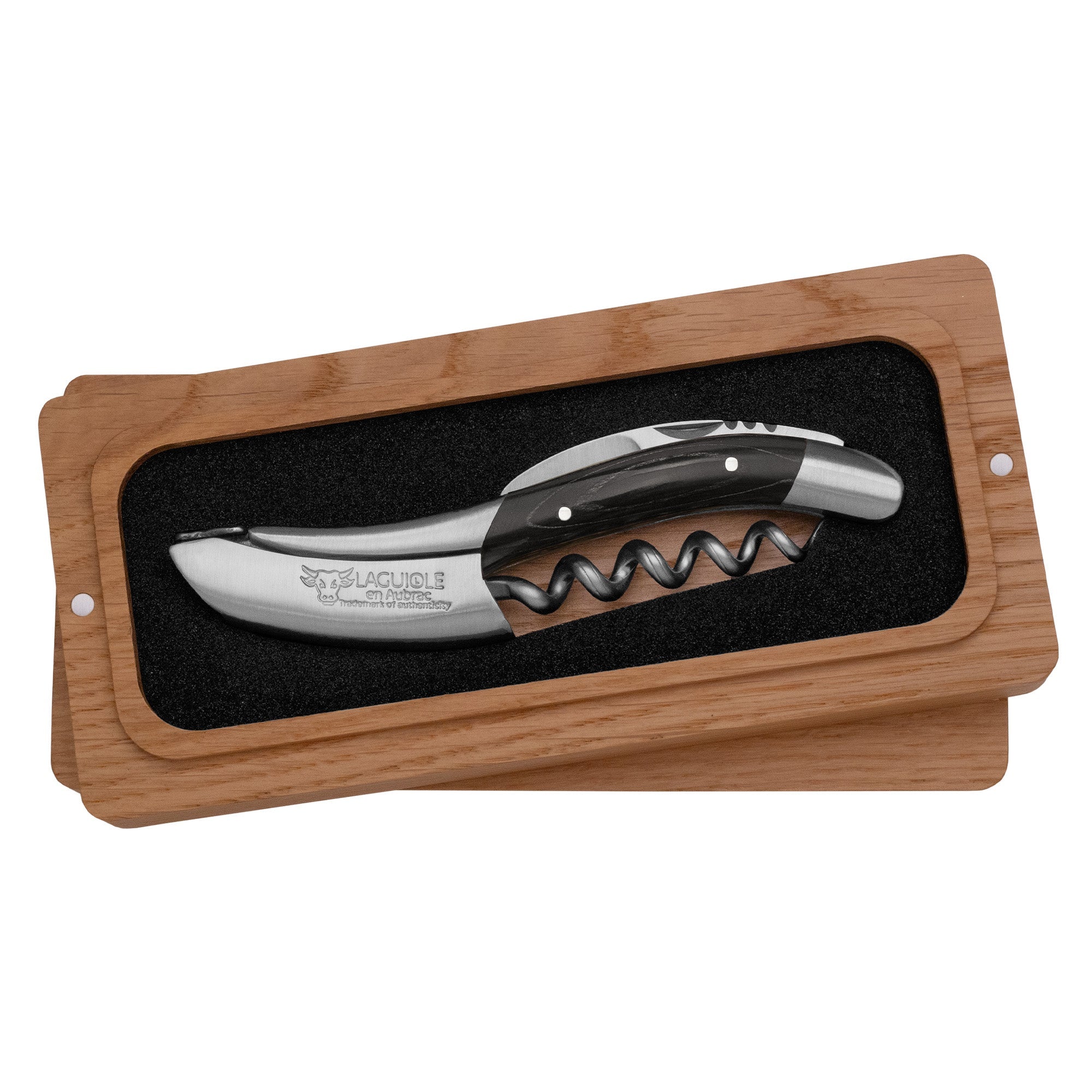 Handcrafted Sommelier Waiter's Corkscrew with Black Pakkawood Handle by Laguiole en Aubrac
