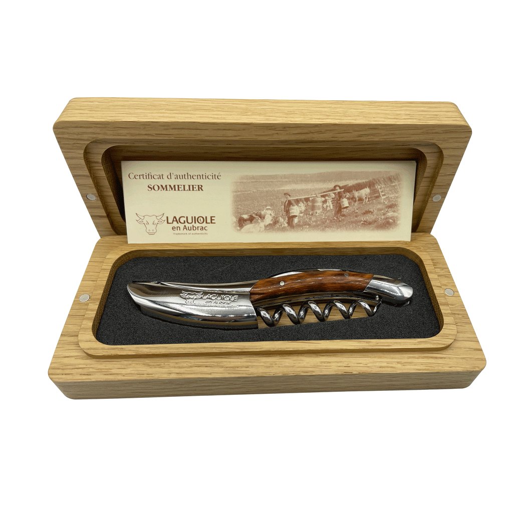 Handcrafted Sommelier Waiter's Corkscrew with Amourette Wood Handle by Laguiole en Aubrac