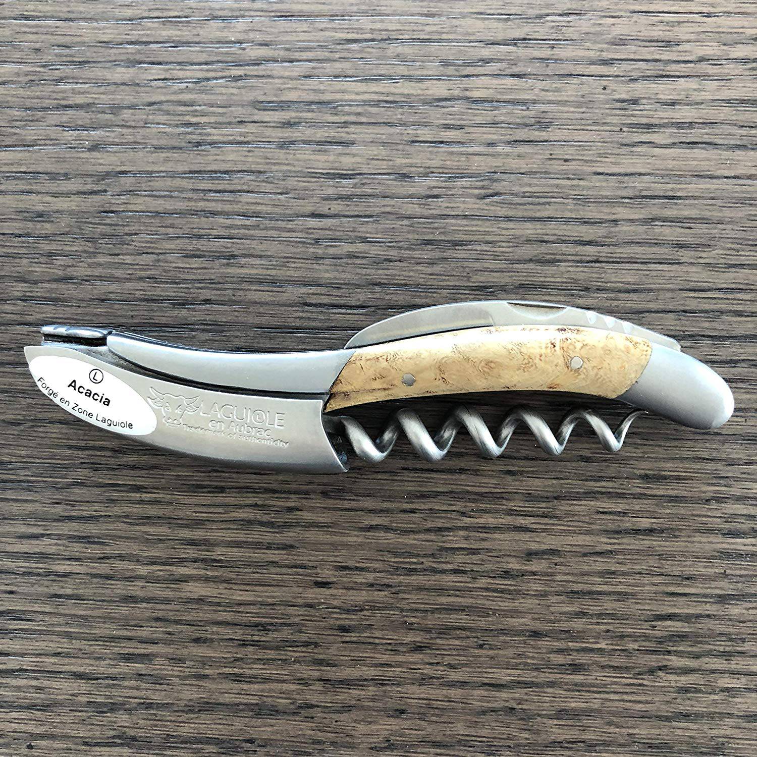 Handcrafted Sommelier Waiter's Corkscrew with Acacia Wood Handle by Laguiole en Aubrac