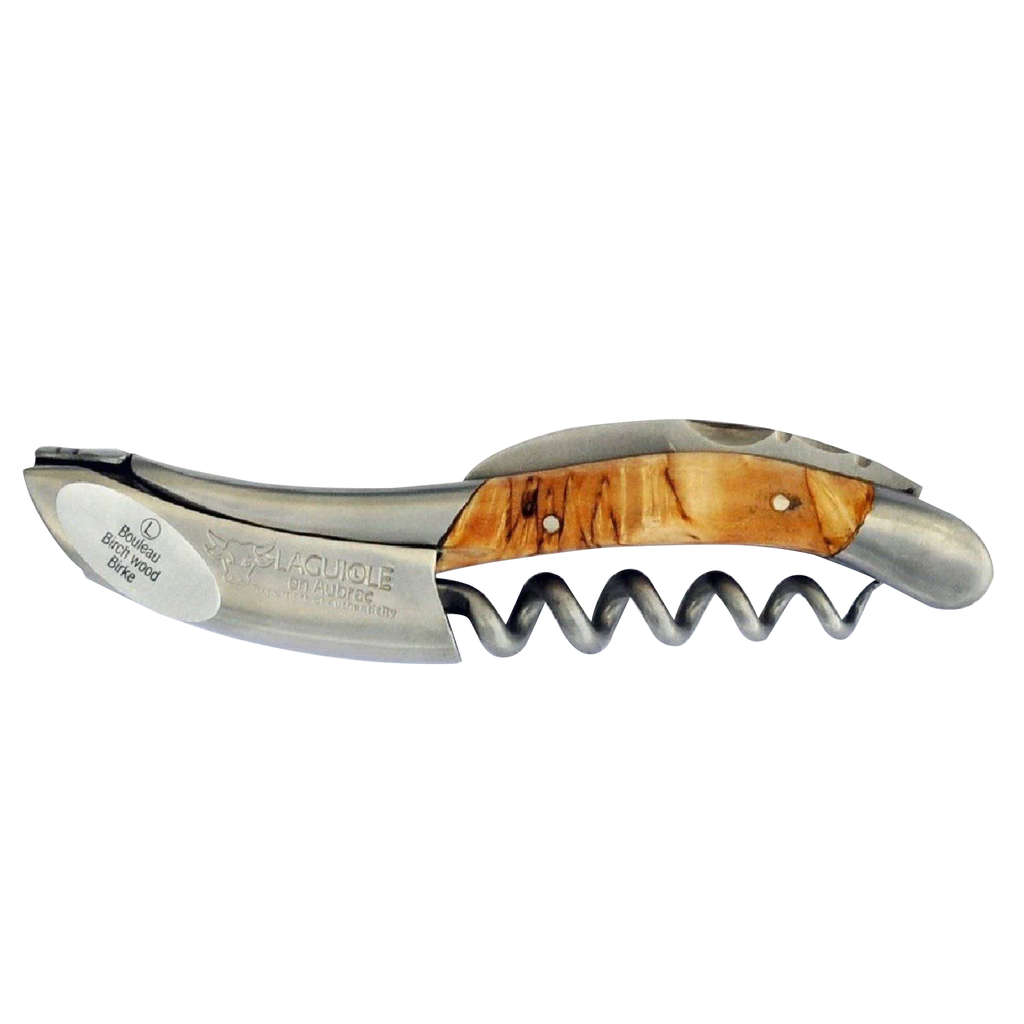 Handcrafted Sommelier Waiter's Corkscrew with Birchwood Handle, Brushed Bolster by Laguiole en Aubrac