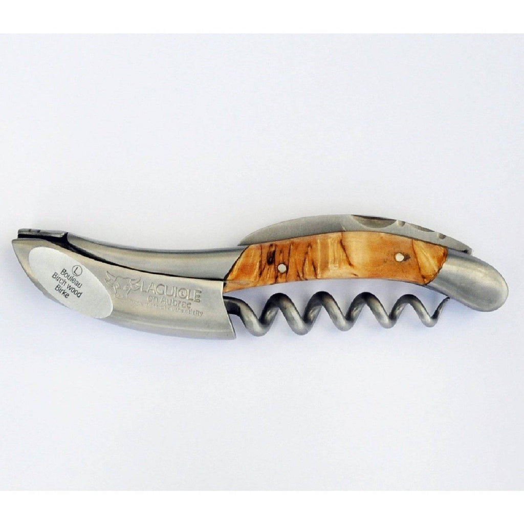Handcrafted Sommelier Waiter's Corkscrew with Birchwood Handle, Brushed Bolster by Laguiole en Aubrac