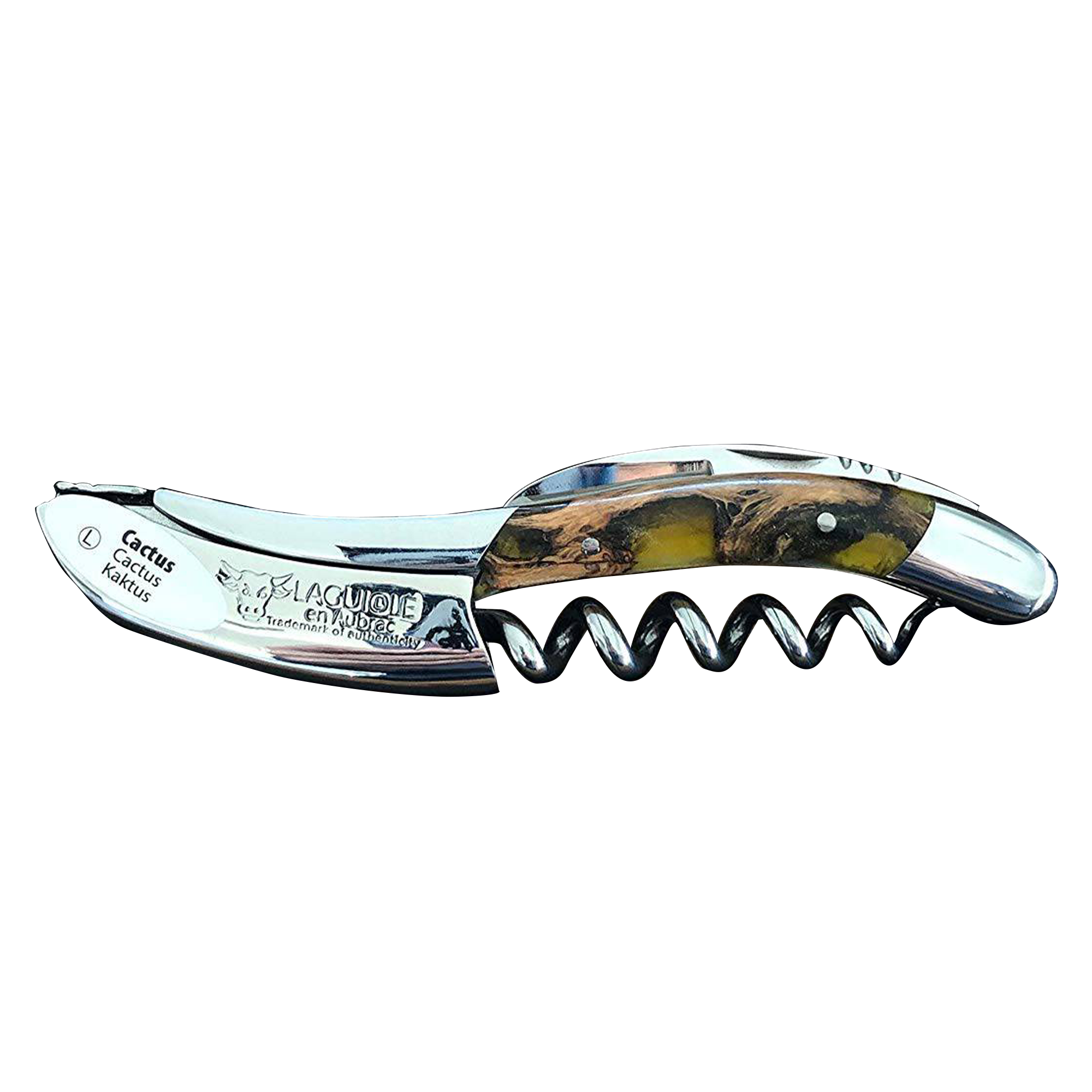 Handcrafted Sommelier Waiter's Corkscrew with Cactus Amber Handle by Laguiole en Aubrac