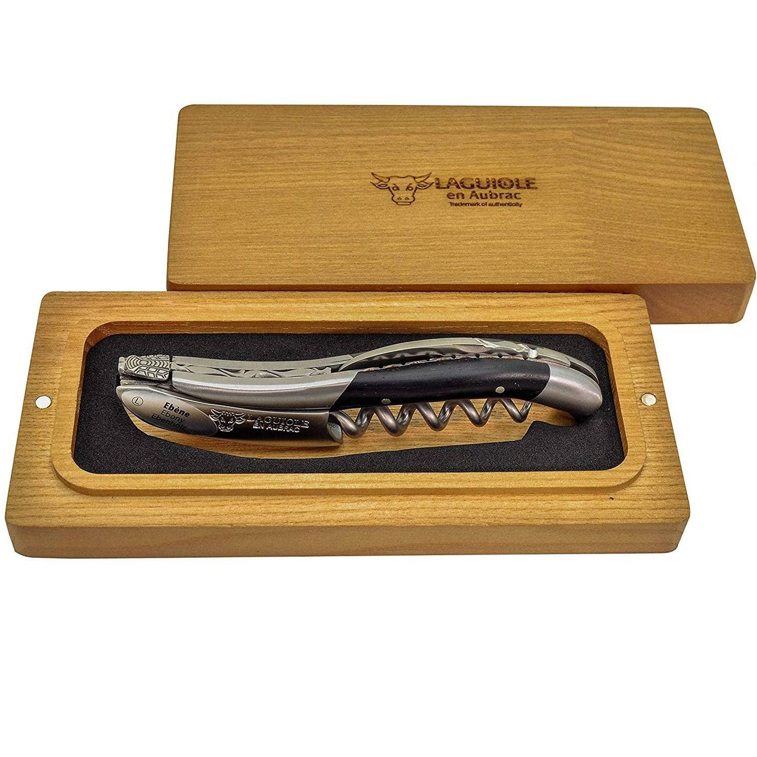 Handcrafted DeLuxe No7 Sommelier Waiter's Corkscrew with Ebony Wood Handle by Laguiole en Aubrac