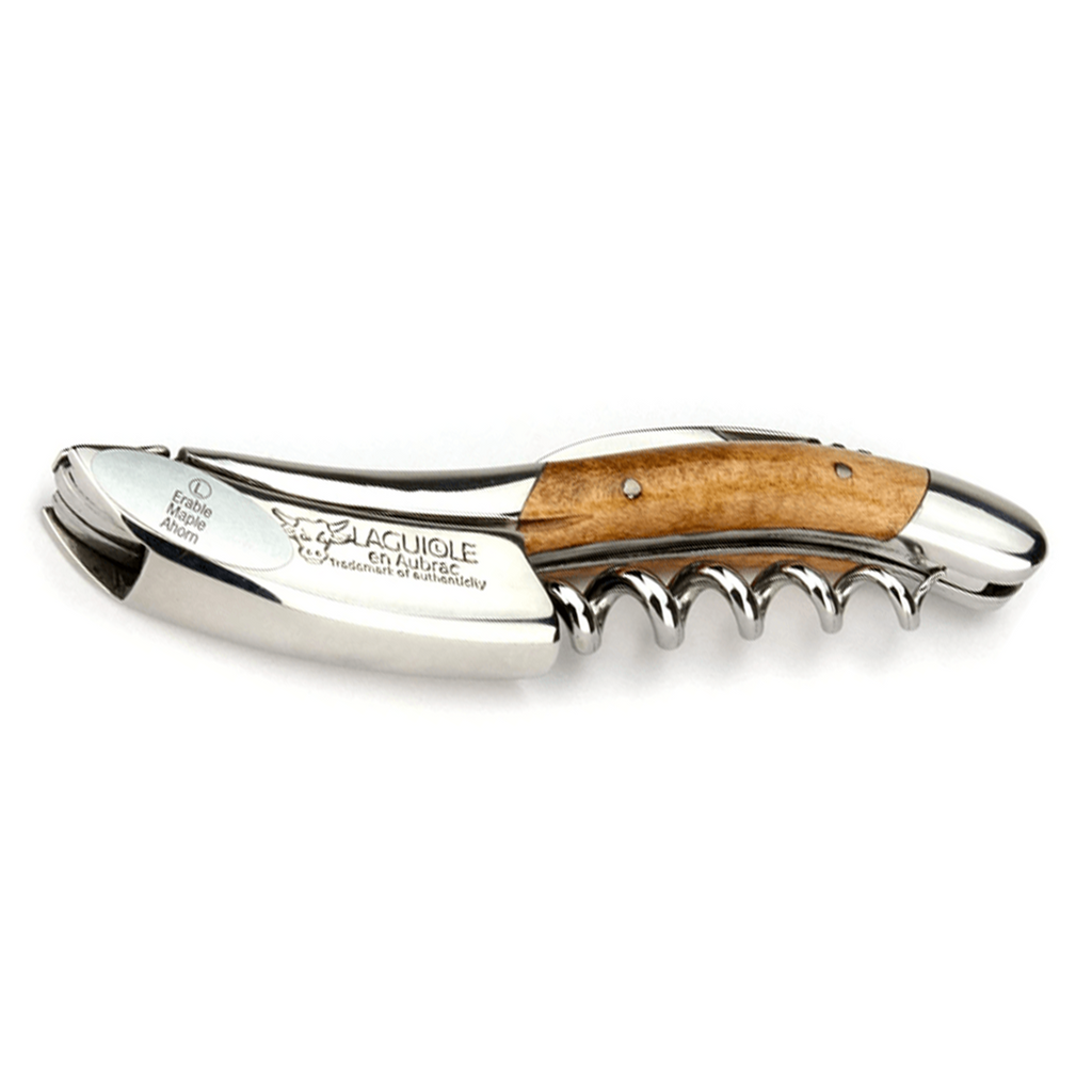 Handcrafted Sommelier Waiter's Corkscrew with Wavy Maple Wood Handle by Laguiole en Aubrac
