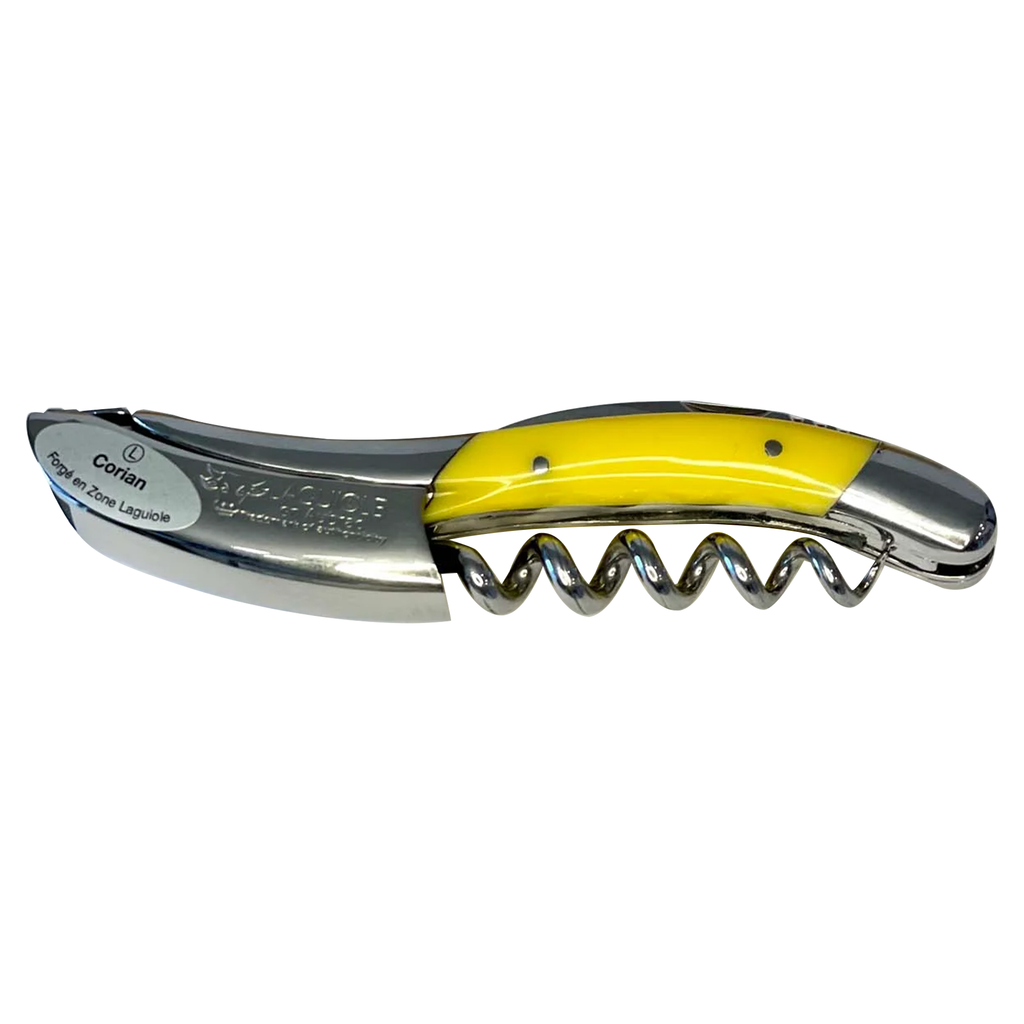 Handcrafted Sommelier Waiter's Corkscrew with Sunshine Yellow Corian Handle by Laguiole en Aubrac