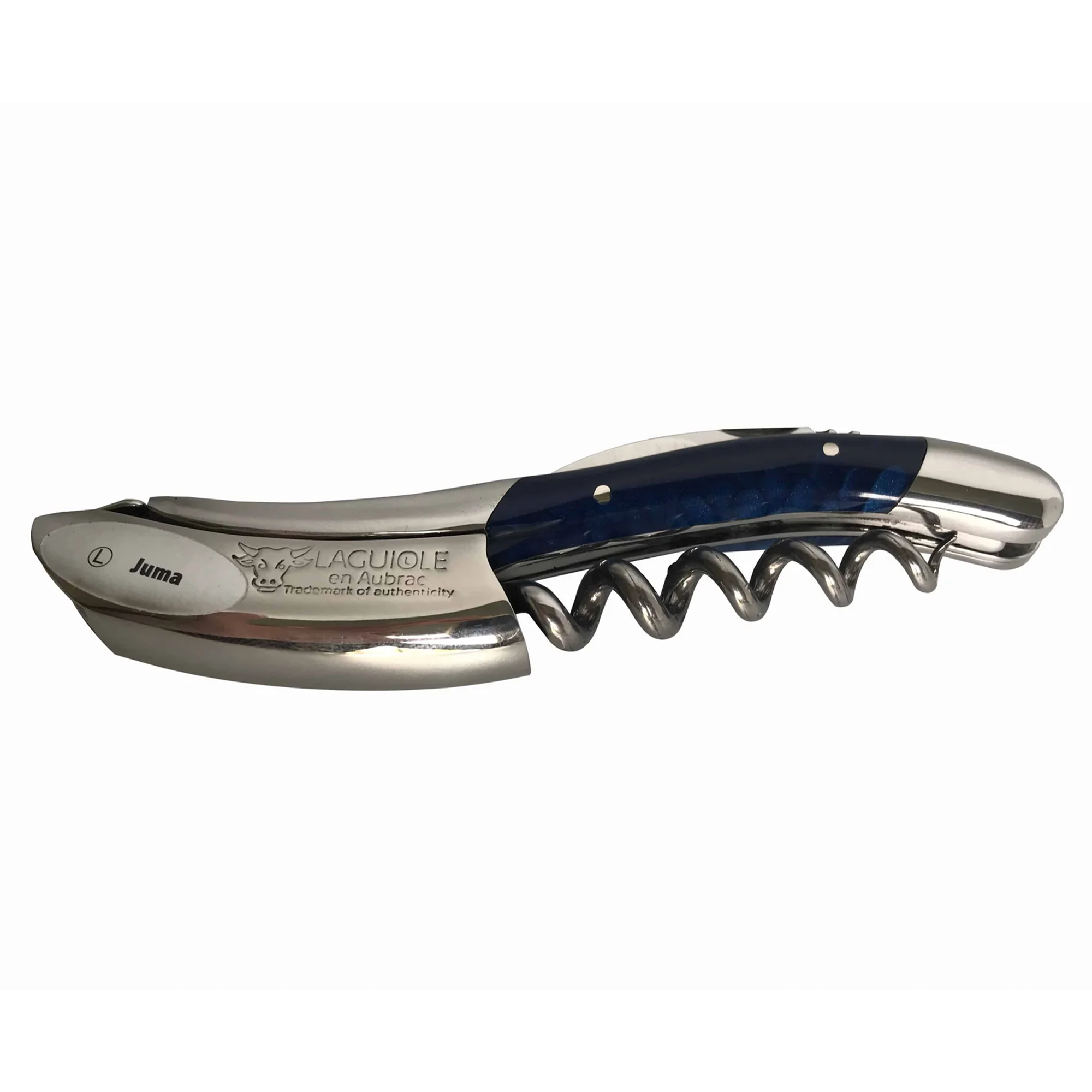 Handcrafted Sommelier Waiter's Corkscrew with Juma Blue Handle by Laguiole en Aubrac