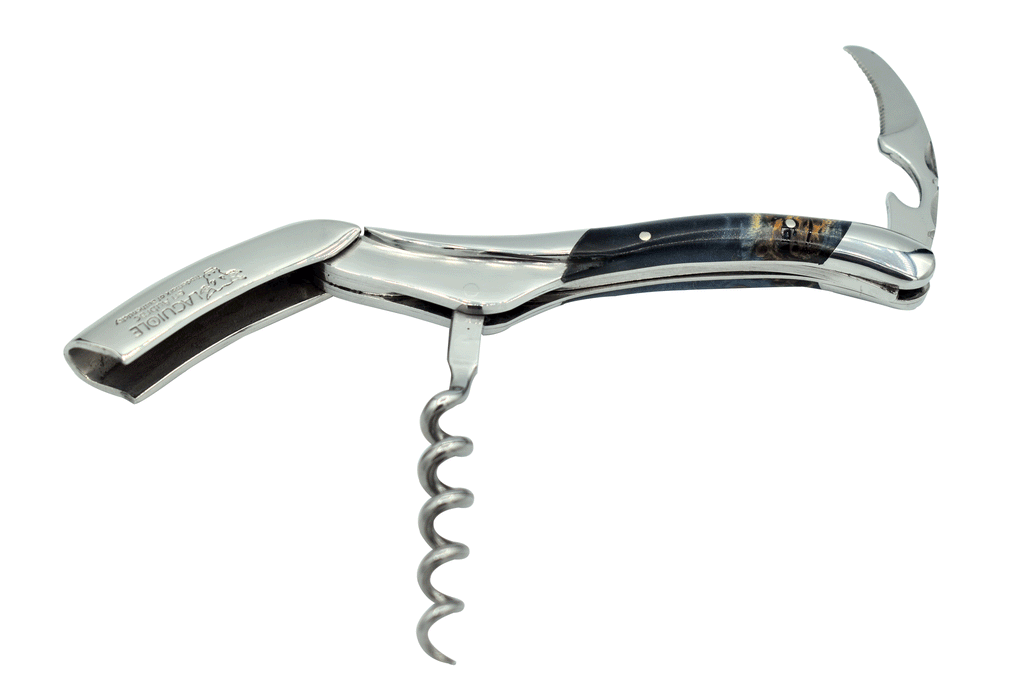 Handcrafted Sommelier Waiter's Corkscrew with Stabilized Blue Poplar Burl Handle, Polished Bolster by Laguiole en Aubrac
