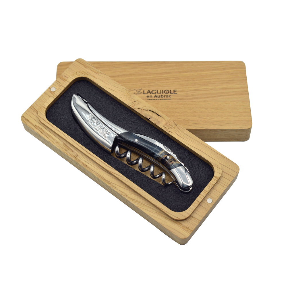 Handcrafted Sommelier Waiter's Corkscrew with Stabilized Blue Poplar Burl Handle, Polished Bolster by Laguiole en Aubrac