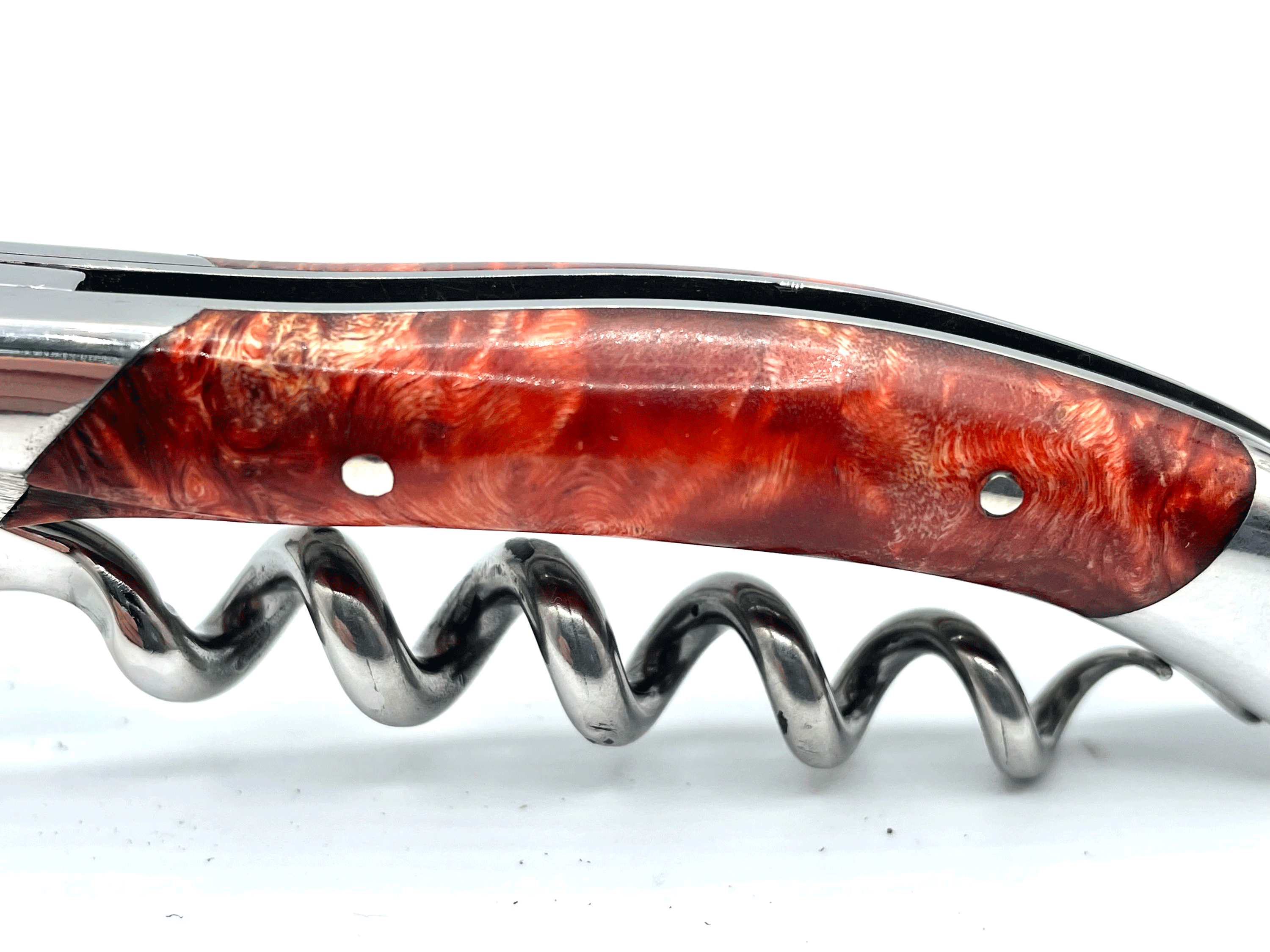 Handcrafted Sommelier Waiter's Corkscrew with Stabilized Red Poplar Burl Handle, Polished Bolster by Laguiole en Aubrac